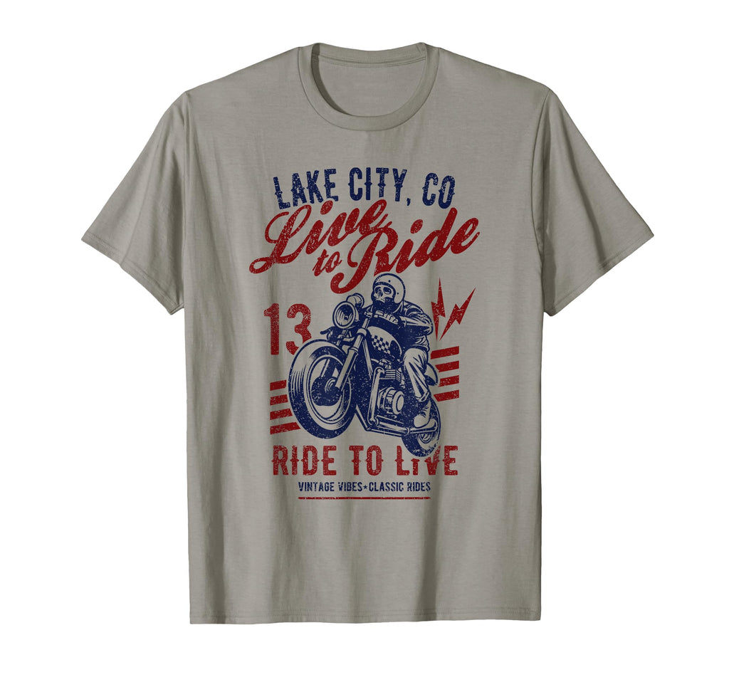 Lake City Colorado Motorcycle T-Shirt - Fun Novelty Design for Adults - T-Shirt, Sweatshirt, Hoodie
