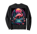 Vaporwave Flamingo 80S Synthwave Sweatshirt - Graphic Print for Adults - T-Shirt, Sweatshirt, Hoodie