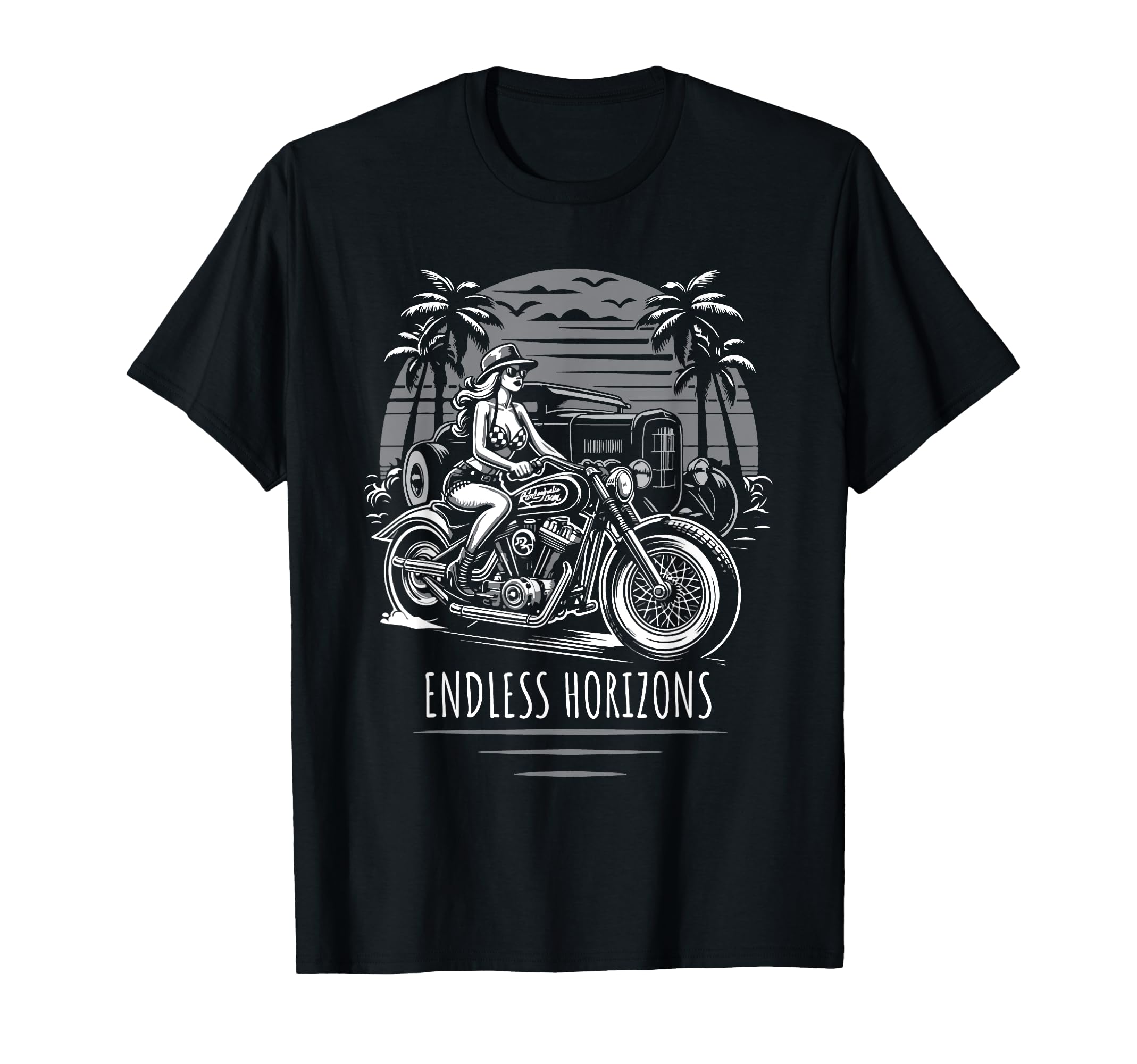 Endless Horizons Motorcycle Hotrod T-Shirt - Unique Graphic for Adults - T-Shirt, Sweatshirt, Hoodie