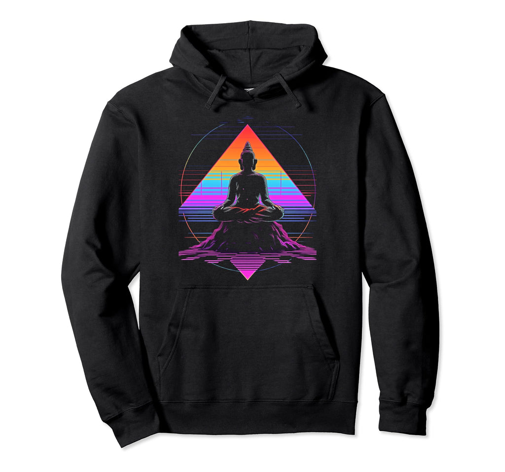 Synthwave Buddha Cyberpunk 80S Sci Fi Hoodie - Custom Art Print Men Women - T-Shirt, Sweatshirt, Hoodie