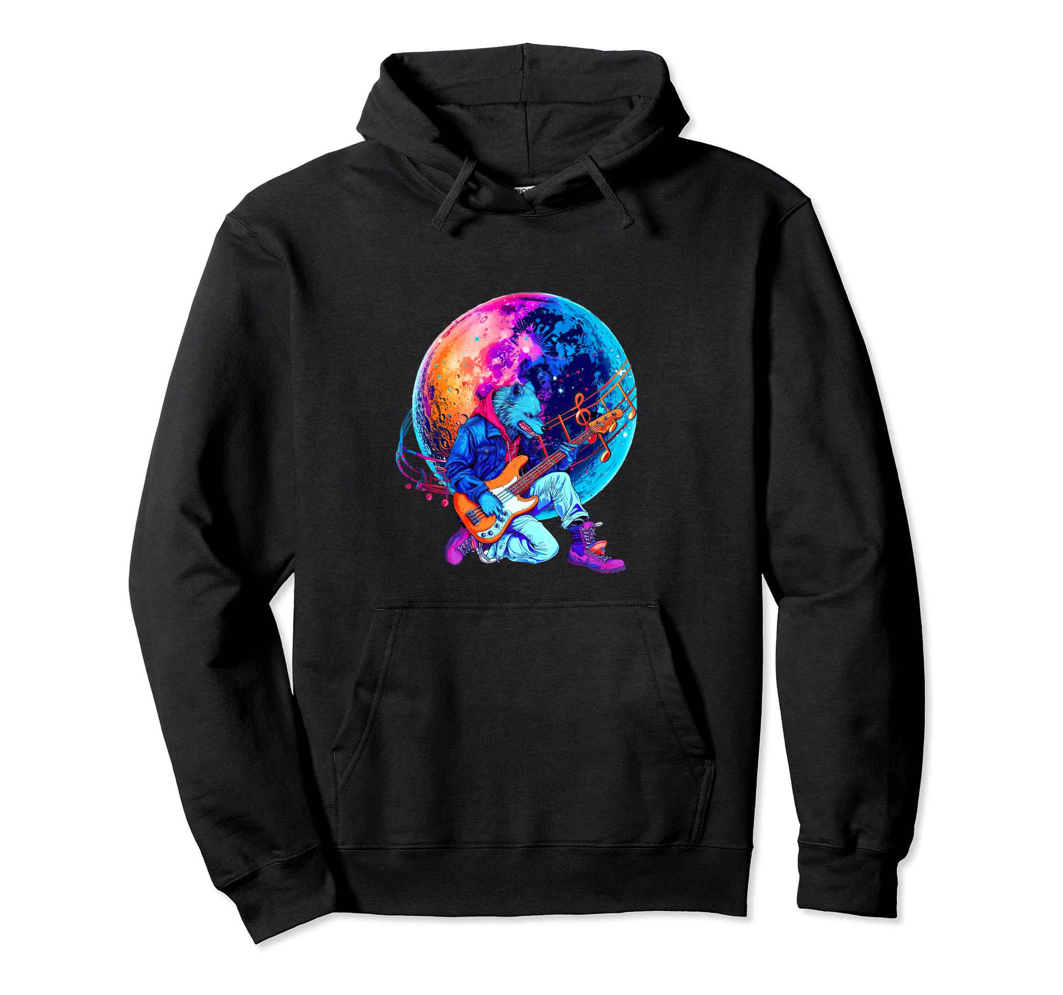 80S 90S Streetwear Rocker Werewolf Bass Hoodie - Minimalist Print Unisex - T-Shirt, Sweatshirt, Hoodie