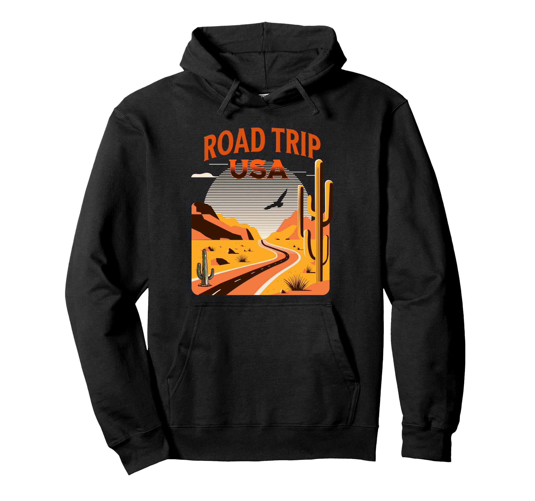 Us Road Trip Desert Landscape Usa Hoodie - Aesthetic Graphic for Adults - T-Shirt, Sweatshirt, Hoodie