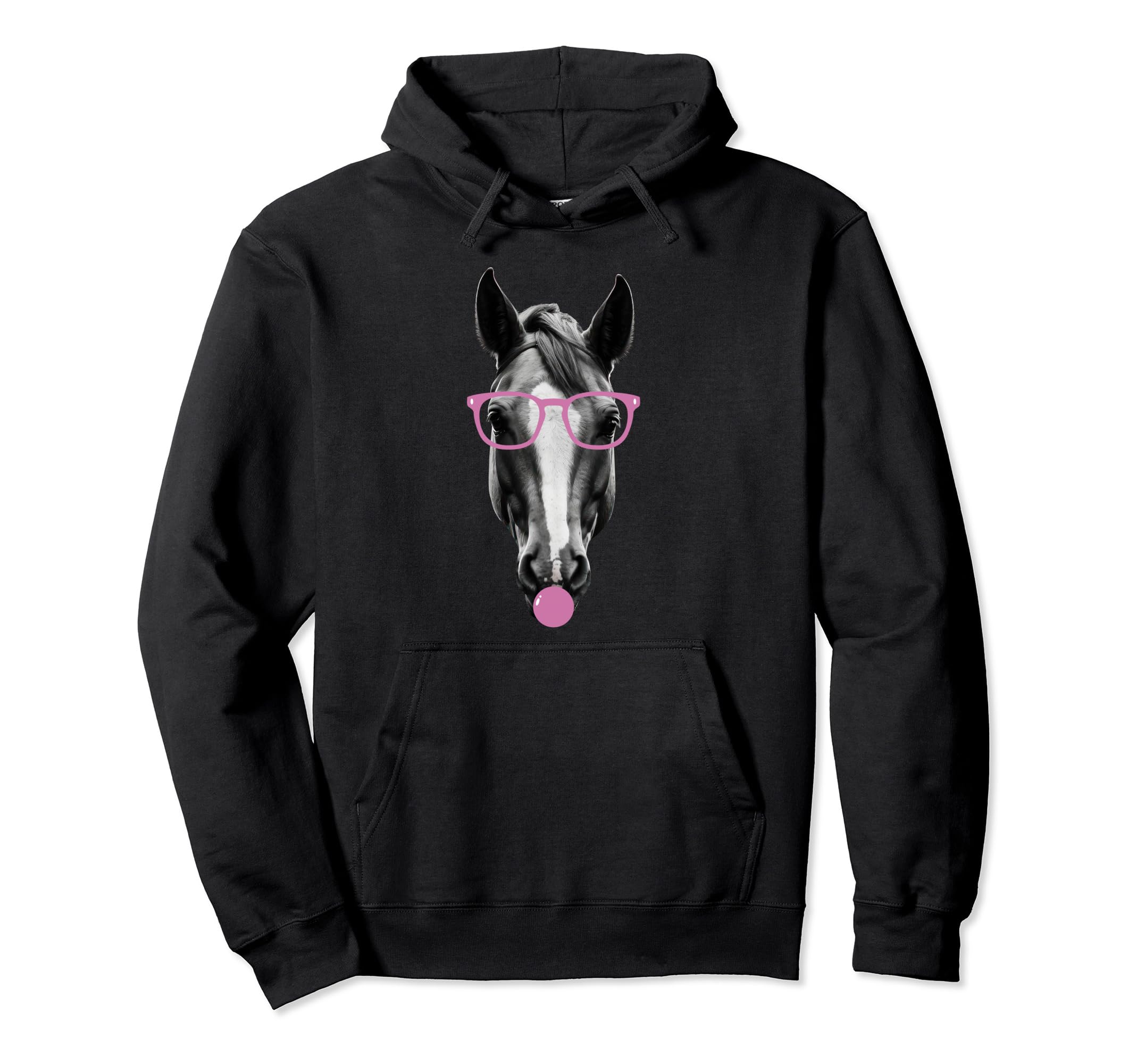 Horse Glasses And Bubble Gum Hoodie - Casual Everyday Wear for Adults - T-Shirt, Sweatshirt, Hoodie