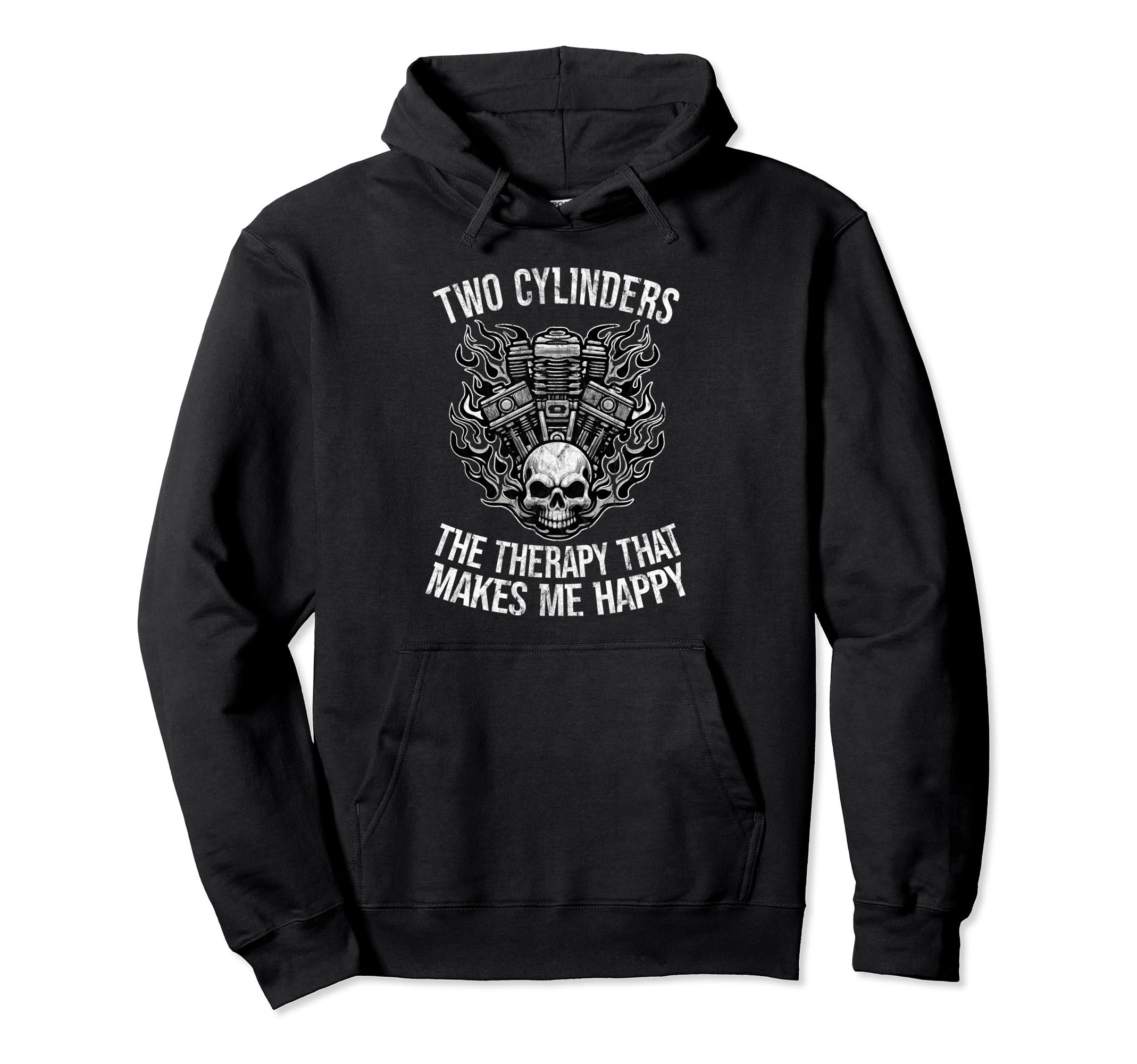 Two Cylinders Make Me Happy Motorcyclist Hoodie - Custom Art Print Unisex - T-Shirt, Sweatshirt, Hoodie