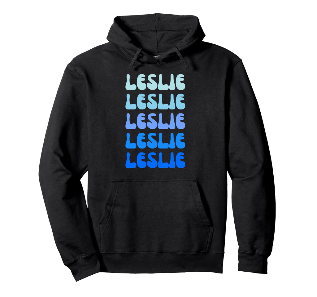 Leslie Name Stack Hoodie - Fun Novelty Design for Adults - T-Shirt, Sweatshirt, Hoodie