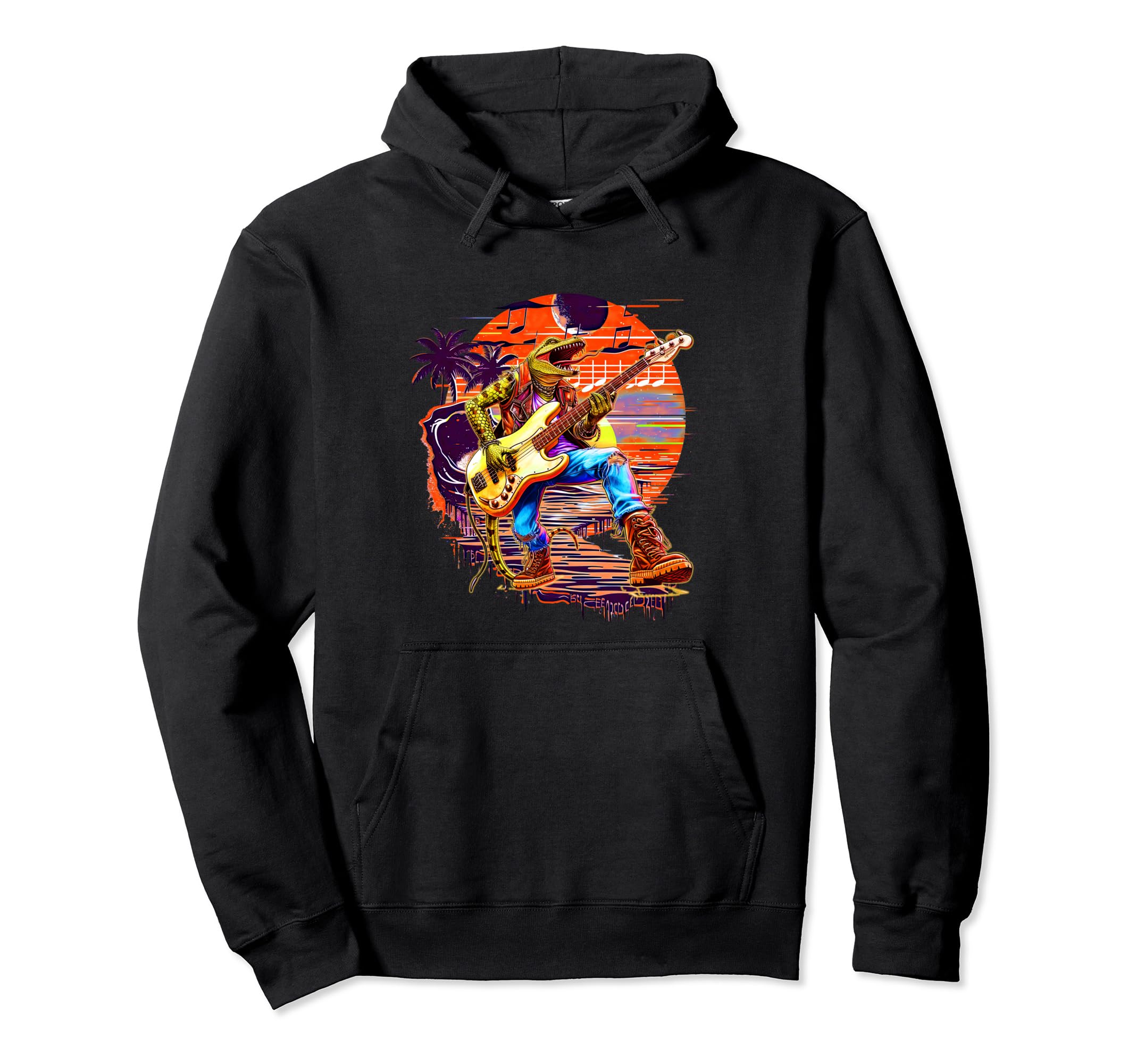 80S 90S Streetwear Rocker Lizard Bass Hoodie - Streetwear Style Men Women - T-Shirt, Sweatshirt, Hoodie