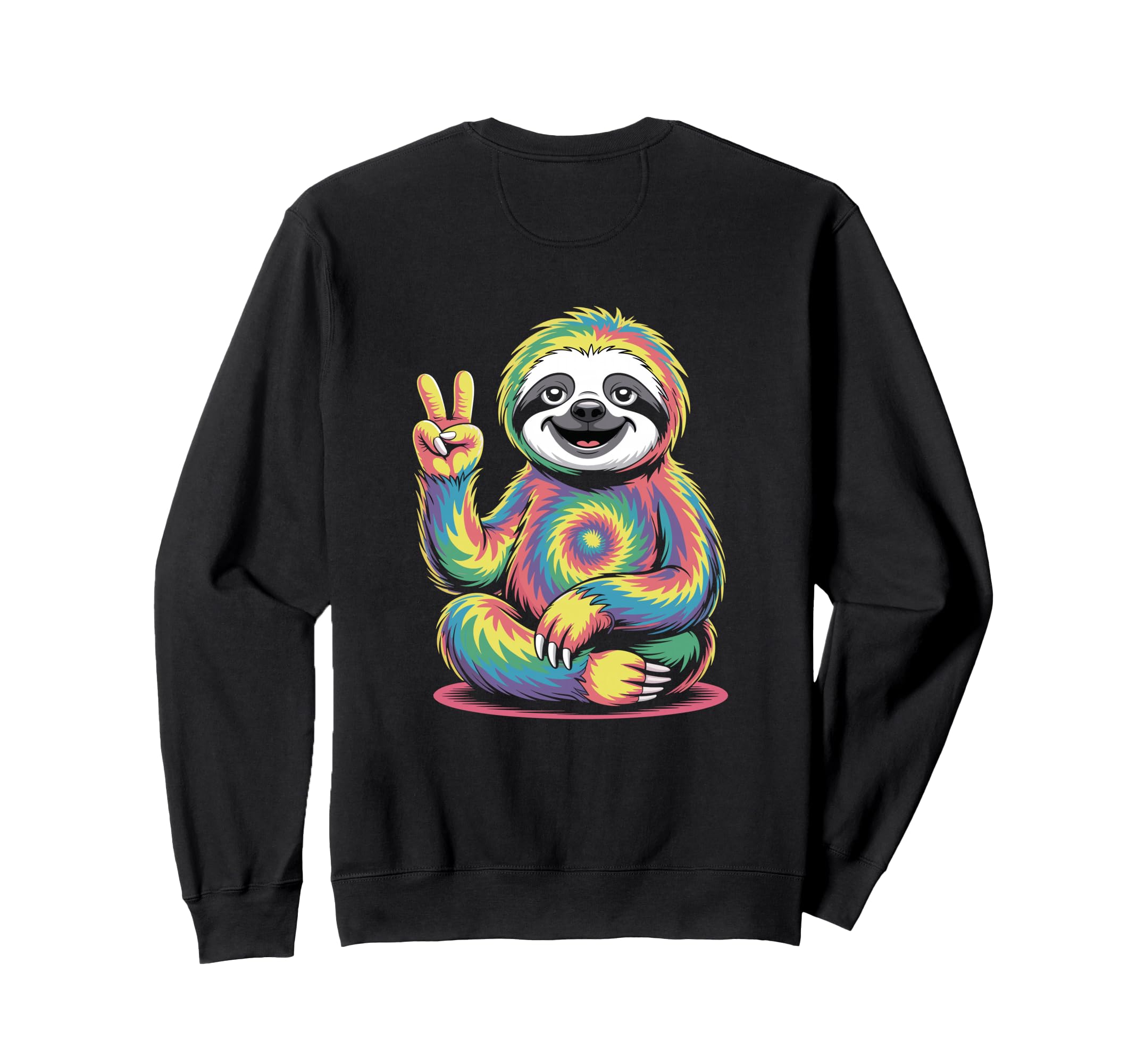 Psychedelic Sloth Peace Sign Sweatshirt - Casual Everyday Wear for Adults - T-Shirt, Sweatshirt, Hoodie