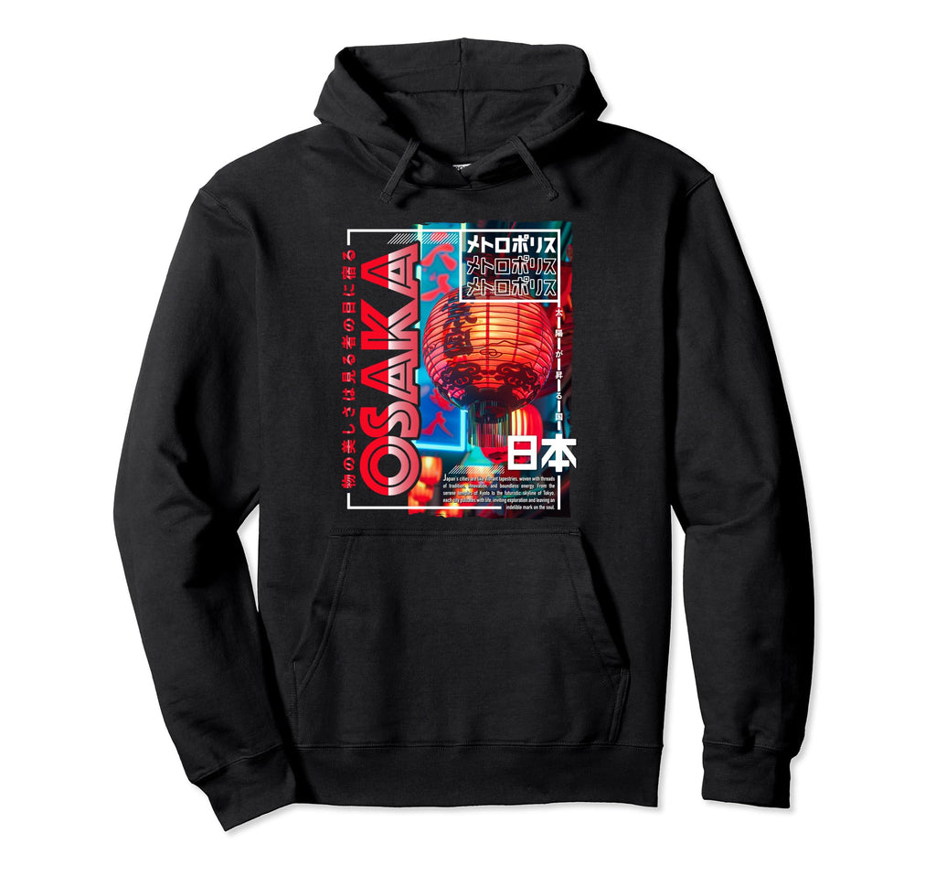 Osaka City 80S Synthwave Lampion Hoodie - Casual Everyday Wear Unisex - T-Shirt, Sweatshirt, Hoodie