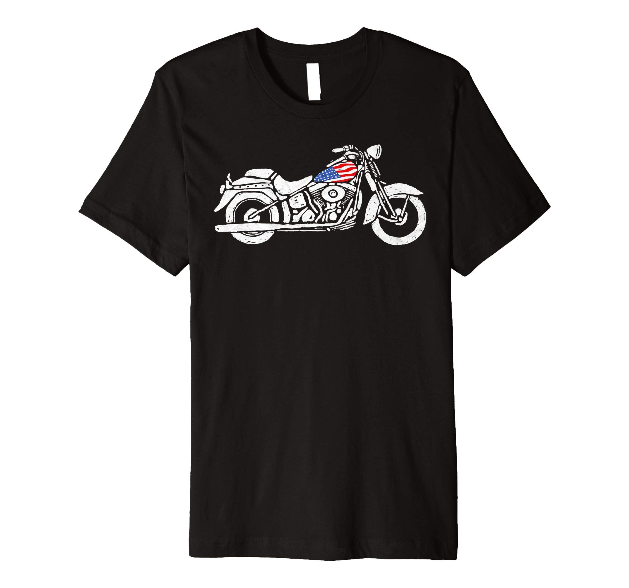 Usa Flag Motorcycle Minimalist T-Shirt - Graphic Print Unisex - T-Shirt, Sweatshirt, Hoodie