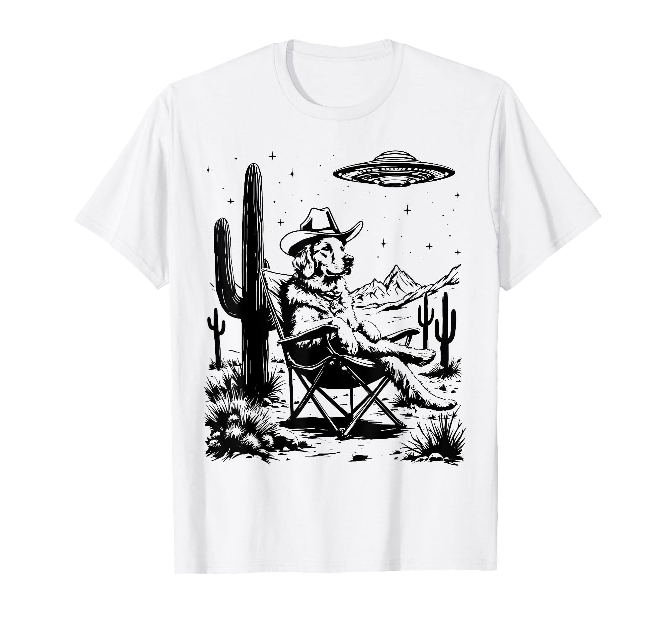 Howdy Golden Retriever Ufo Cowboy Hat T-Shirt - Fun Novelty Design Unisex - T-Shirt, Sweatshirt, Hoodie