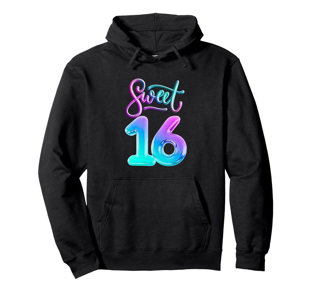Ombre Typography Sixteenth 16Th Birthday Hoodie - Minimalist Print Unisex - T-Shirt, Sweatshirt, Hoodie