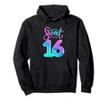 Ombre Typography Sixteenth 16Th Birthday Hoodie - Minimalist Print Unisex - T-Shirt, Sweatshirt, Hoodie