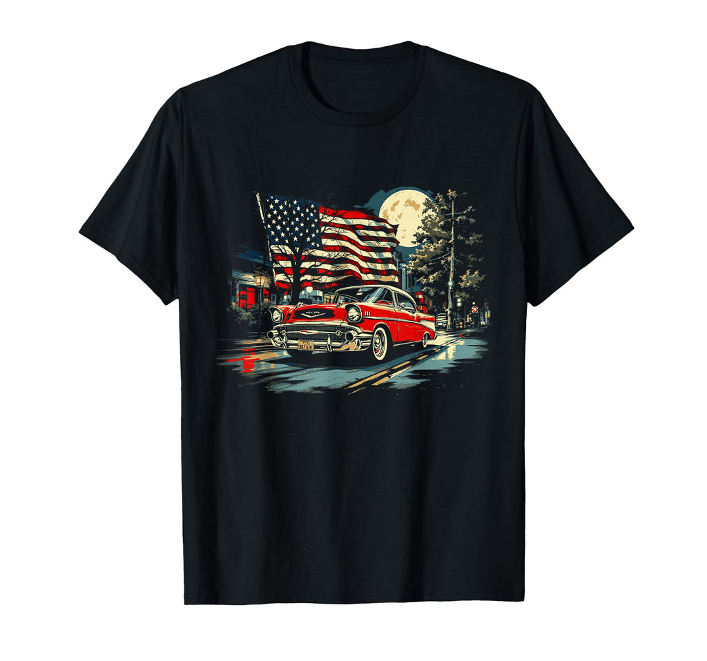 1957 Bel Air Car Patriotic American T-Shirt - Minimalist Print for Adults - T-Shirt, Sweatshirt, Hoodie