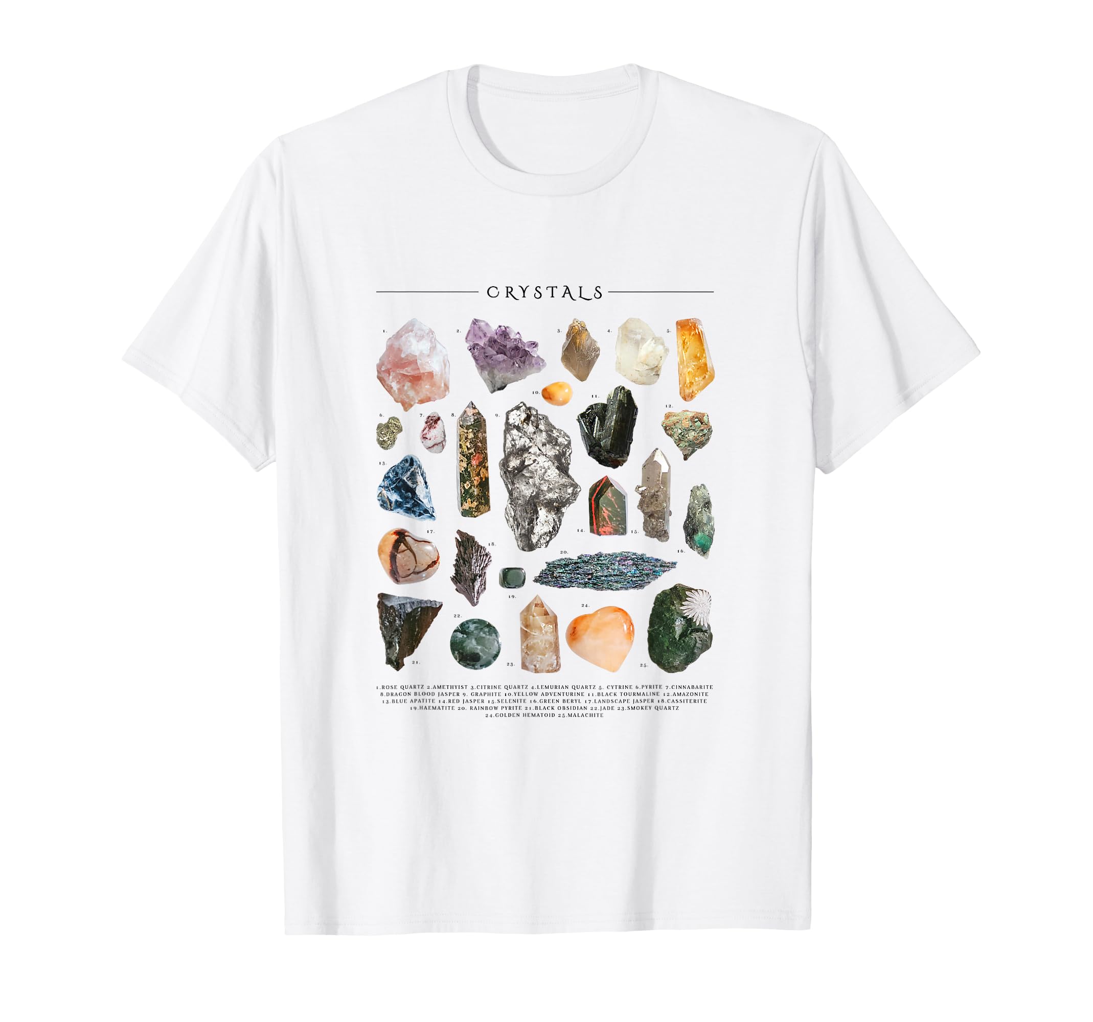 Comprehensive Crystal Healing Chart T-Shirt - Minimalist Print Unisex - T-Shirt, Sweatshirt, Hoodie