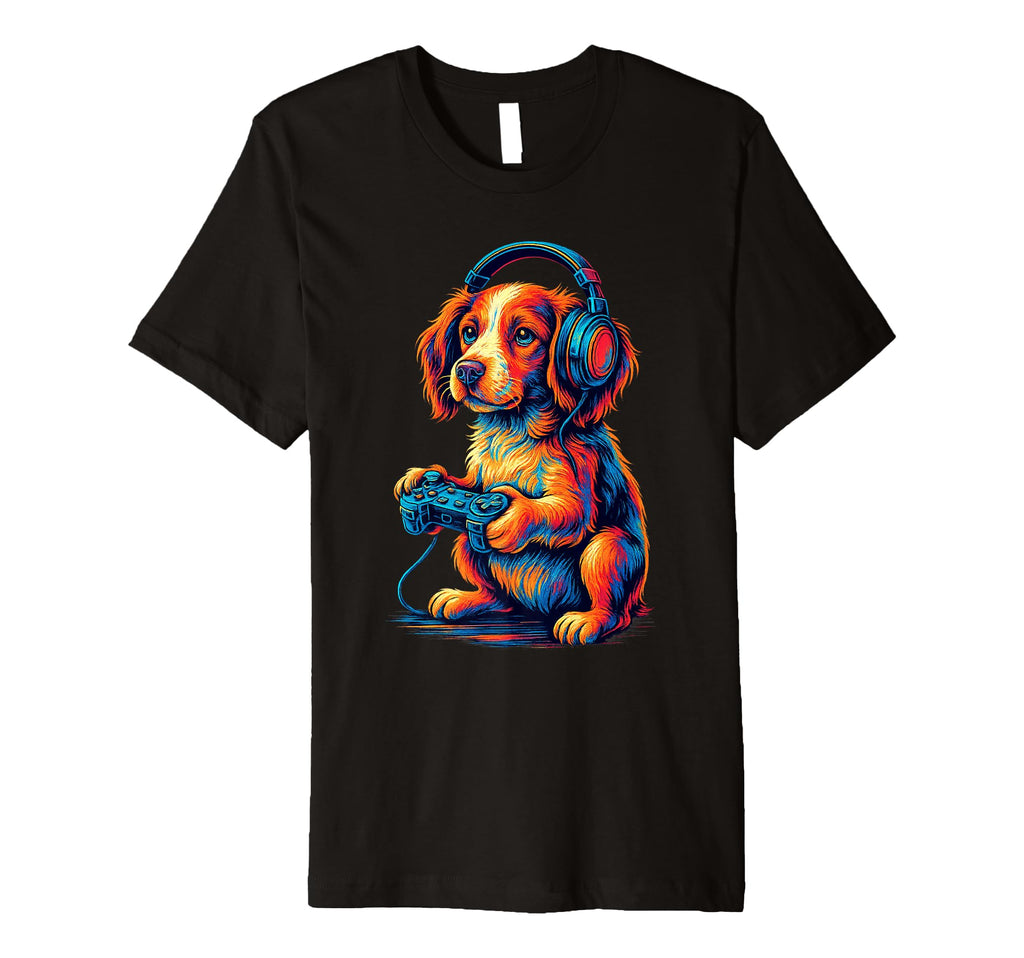Brittany Spaniel Gamer Gaming Dog T-Shirt - Streetwear Style for Adults - T-Shirt, Sweatshirt, Hoodie