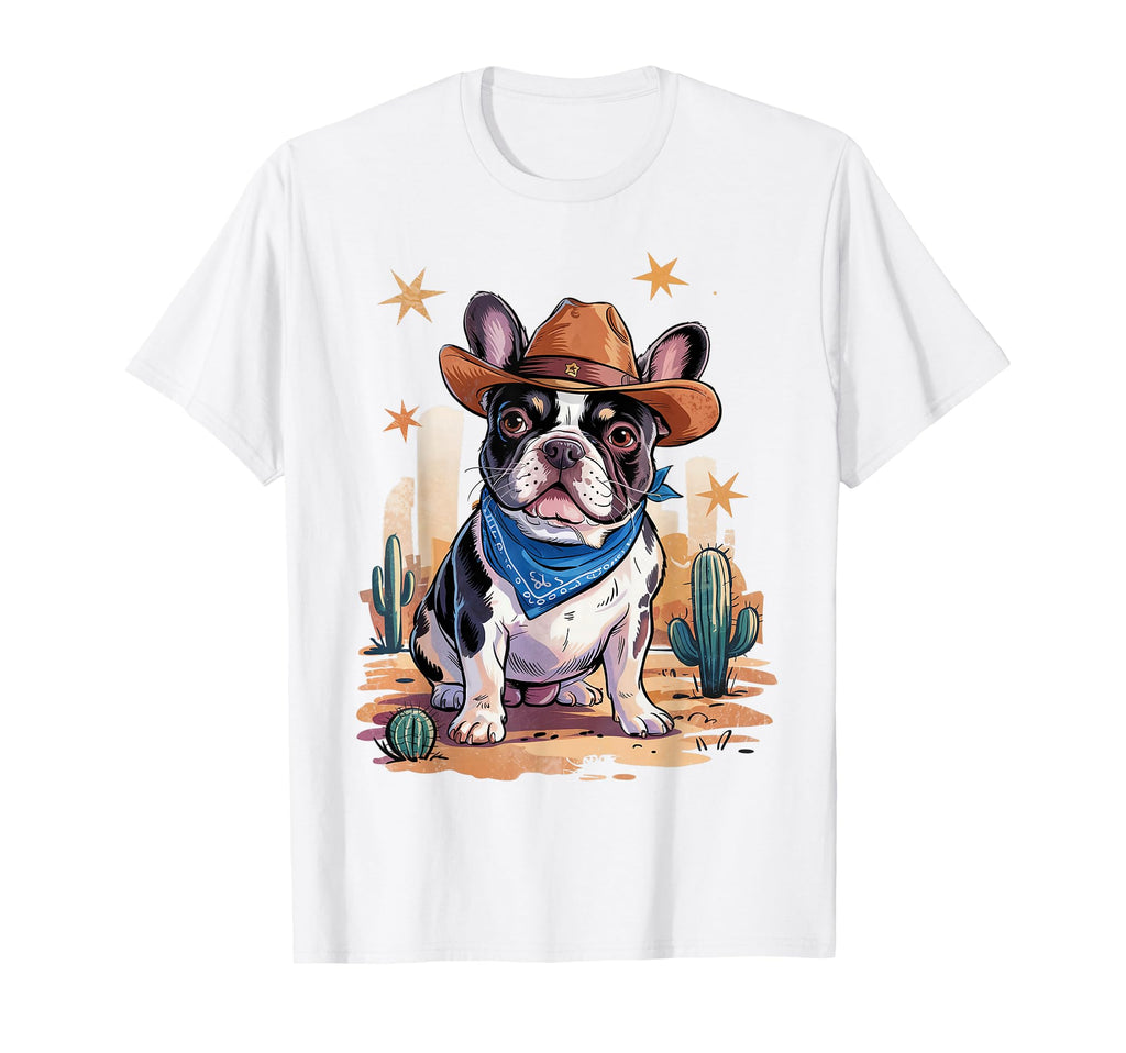 French Bulldog Cowboy Dog Western T-Shirt - Aesthetic Graphic Unisex - T-Shirt, Sweatshirt, Hoodie