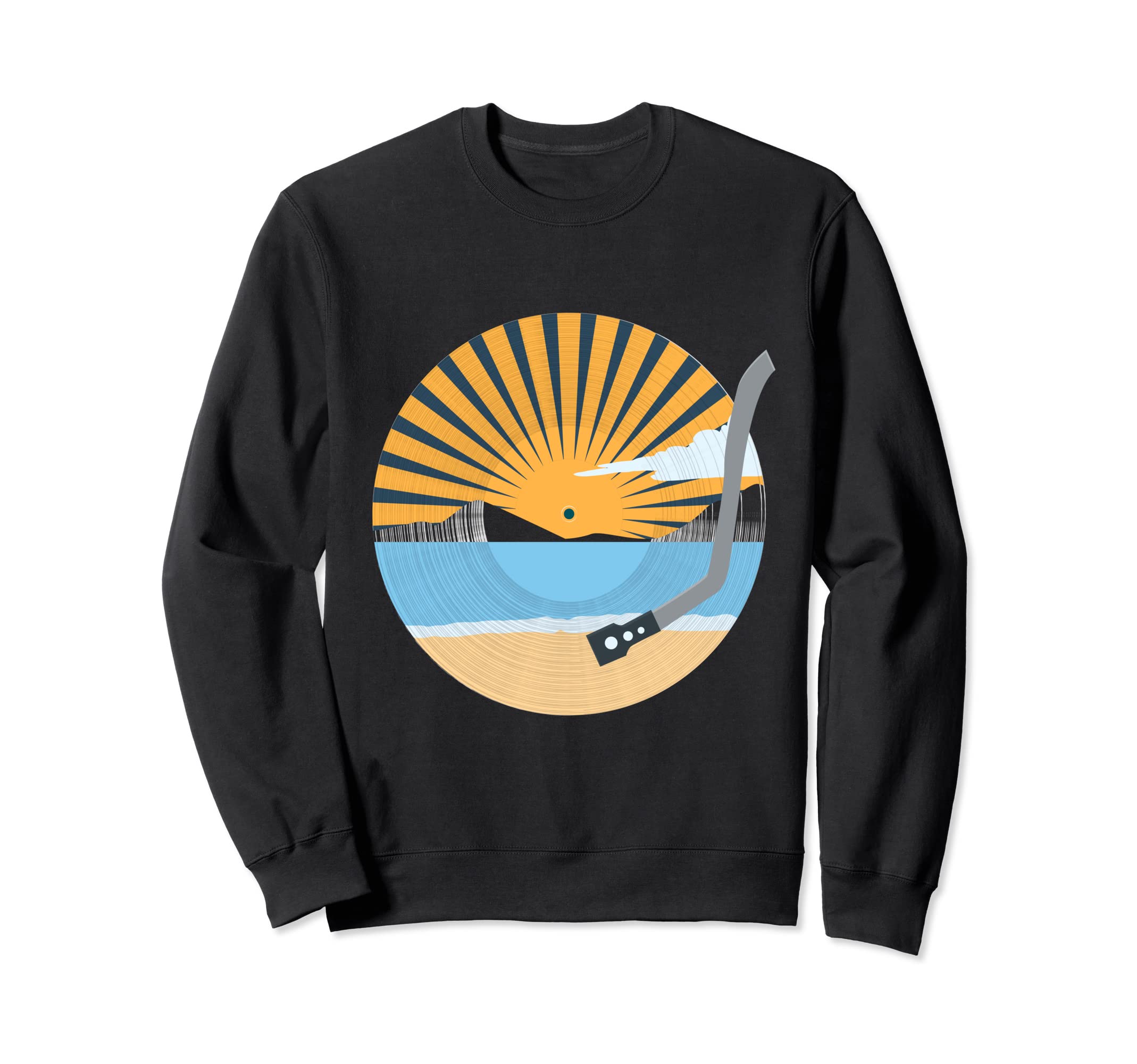 Vinyl Record Beach Sunset Record Sweatshirt - Custom Art Print Men Women - T-Shirt, Sweatshirt, Hoodie