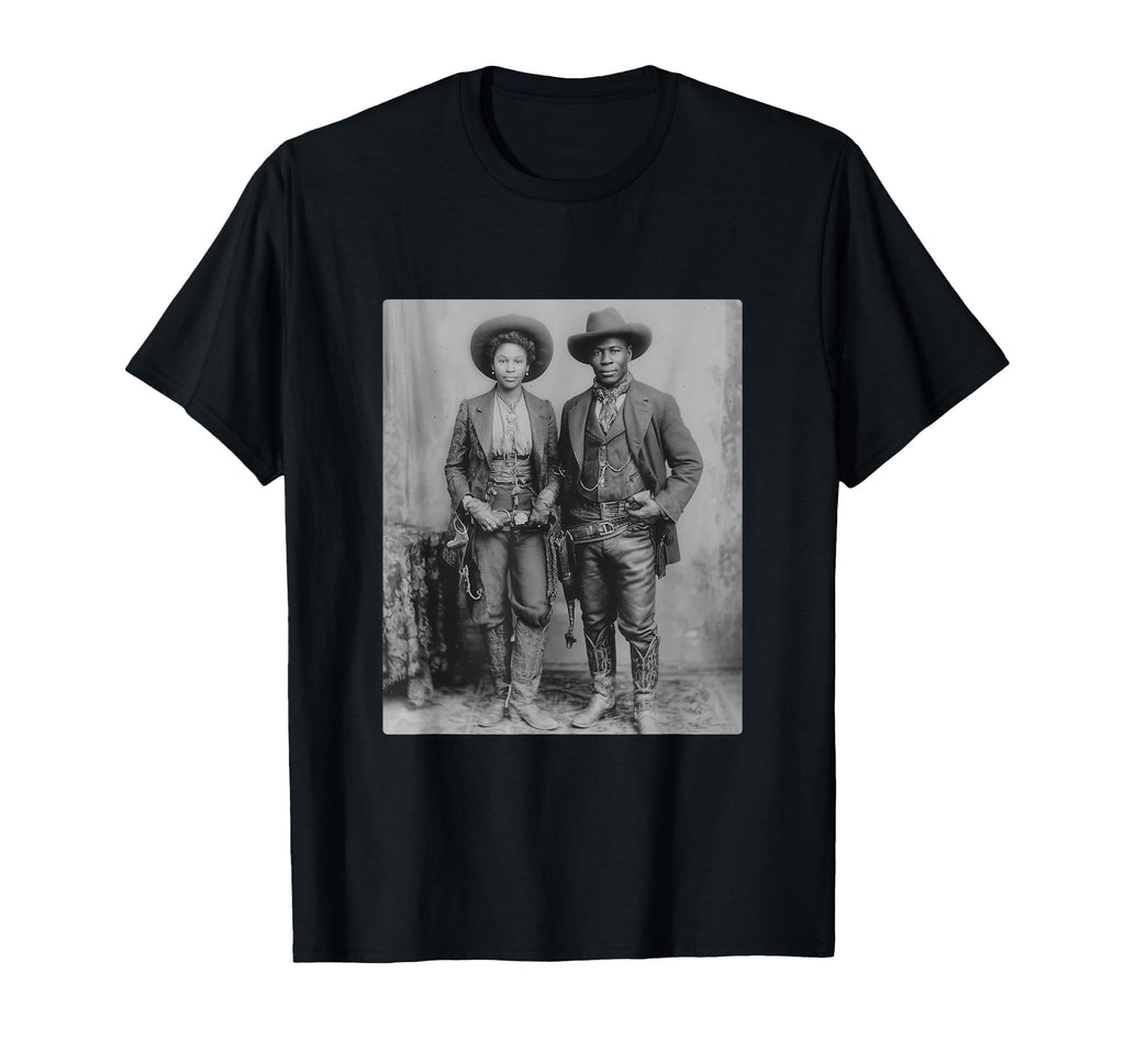 Black Cowboy Cowgirl Portrait Western T-Shirt - Unique Graphic Unisex - T-Shirt, Sweatshirt, Hoodie