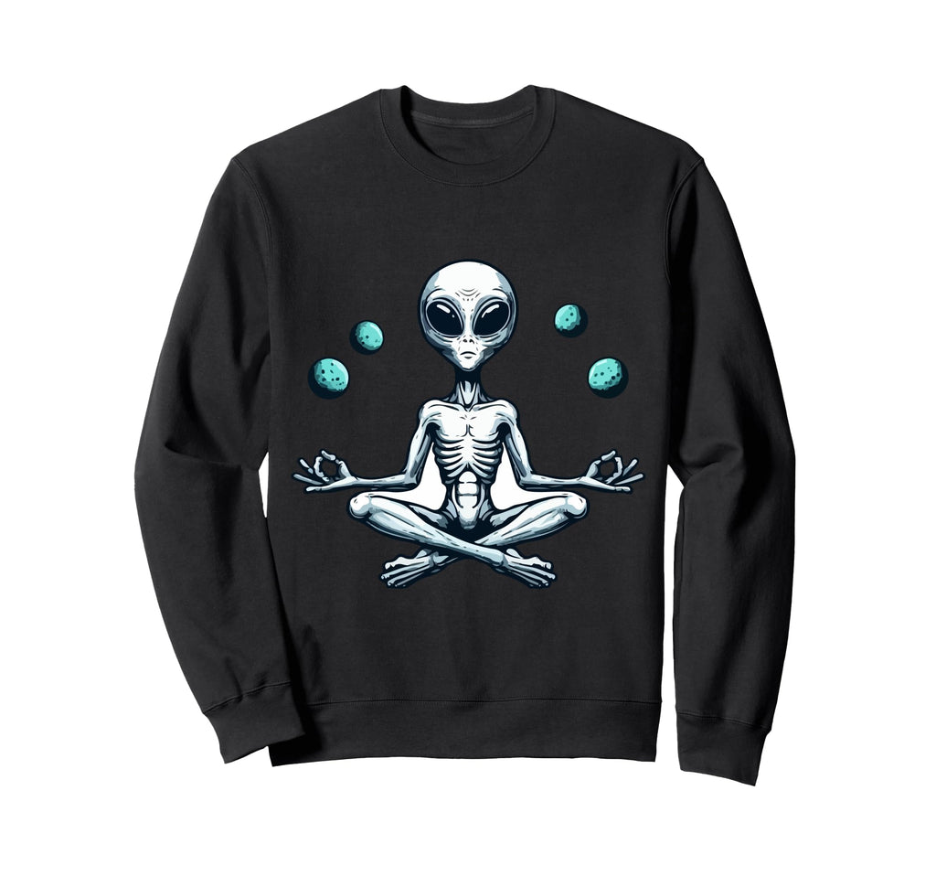 Meditation Alien Yoga Pose Relaxing Sweatshirt - Novelty Apparel Men Women - T-Shirt, Sweatshirt, Hoodie