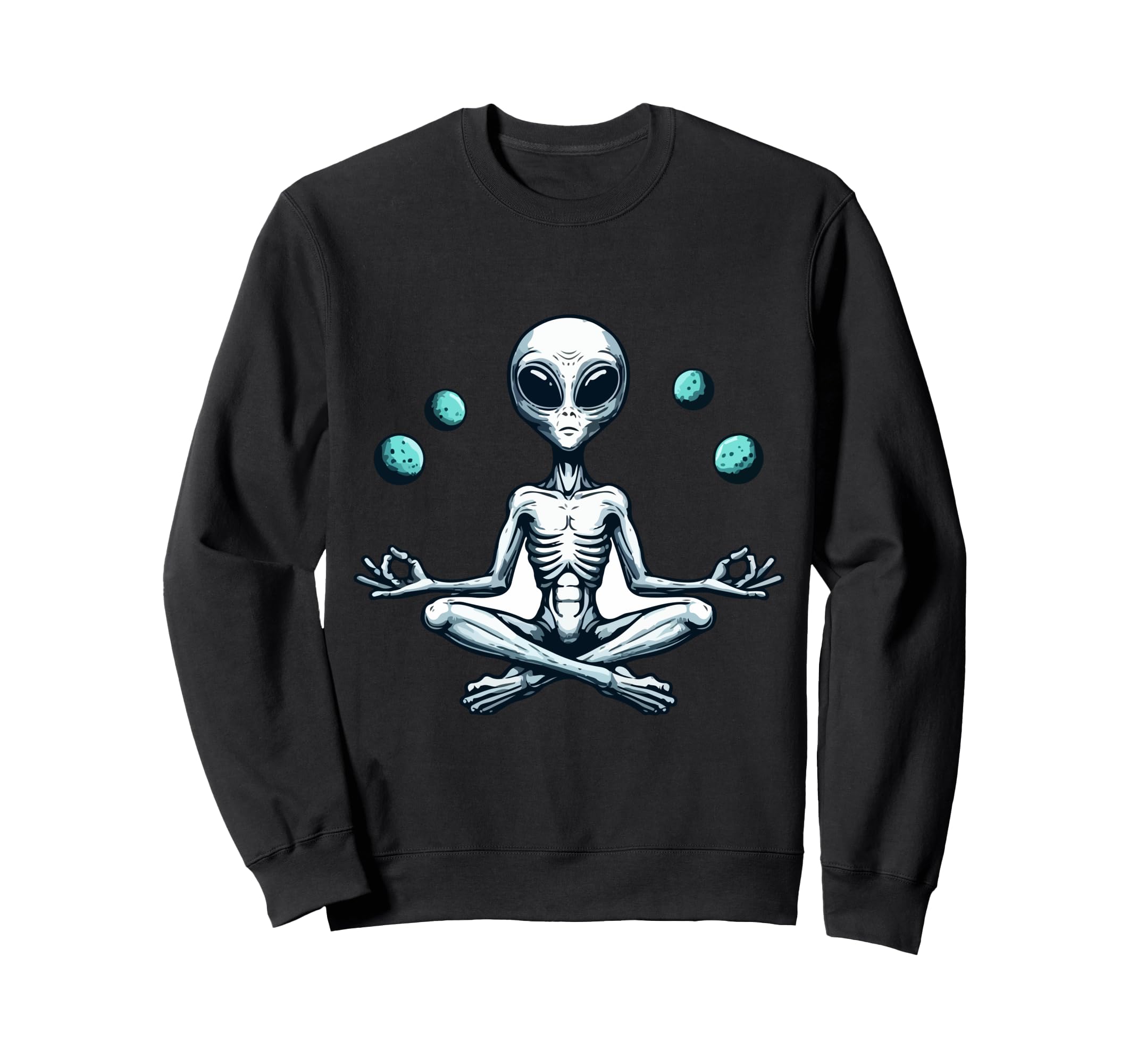 Meditation Alien Yoga Pose Relaxing Sweatshirt - Novelty Apparel Men Women - T-Shirt, Sweatshirt, Hoodie
