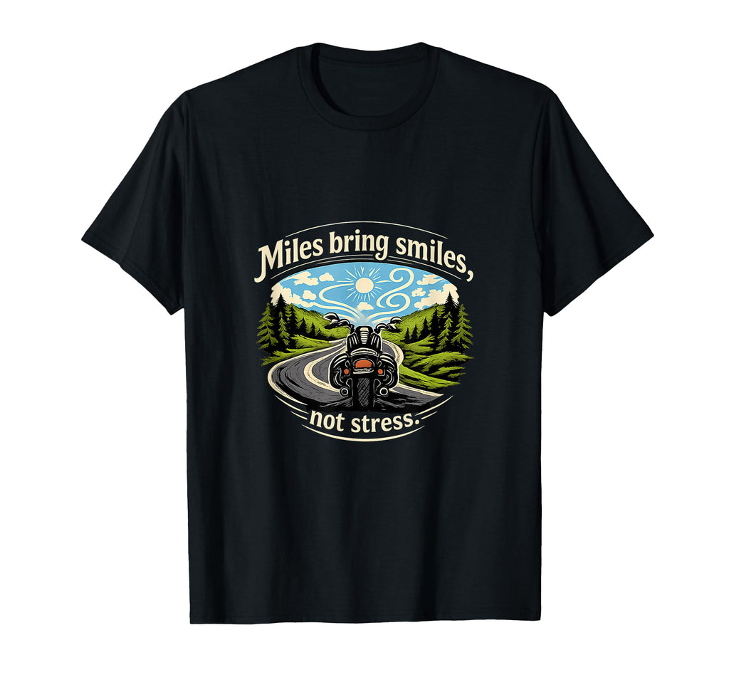 Miles Bring Smiles Biker Badge T-Shirt - Trendy Graphic for Adults - T-Shirt, Sweatshirt, Hoodie