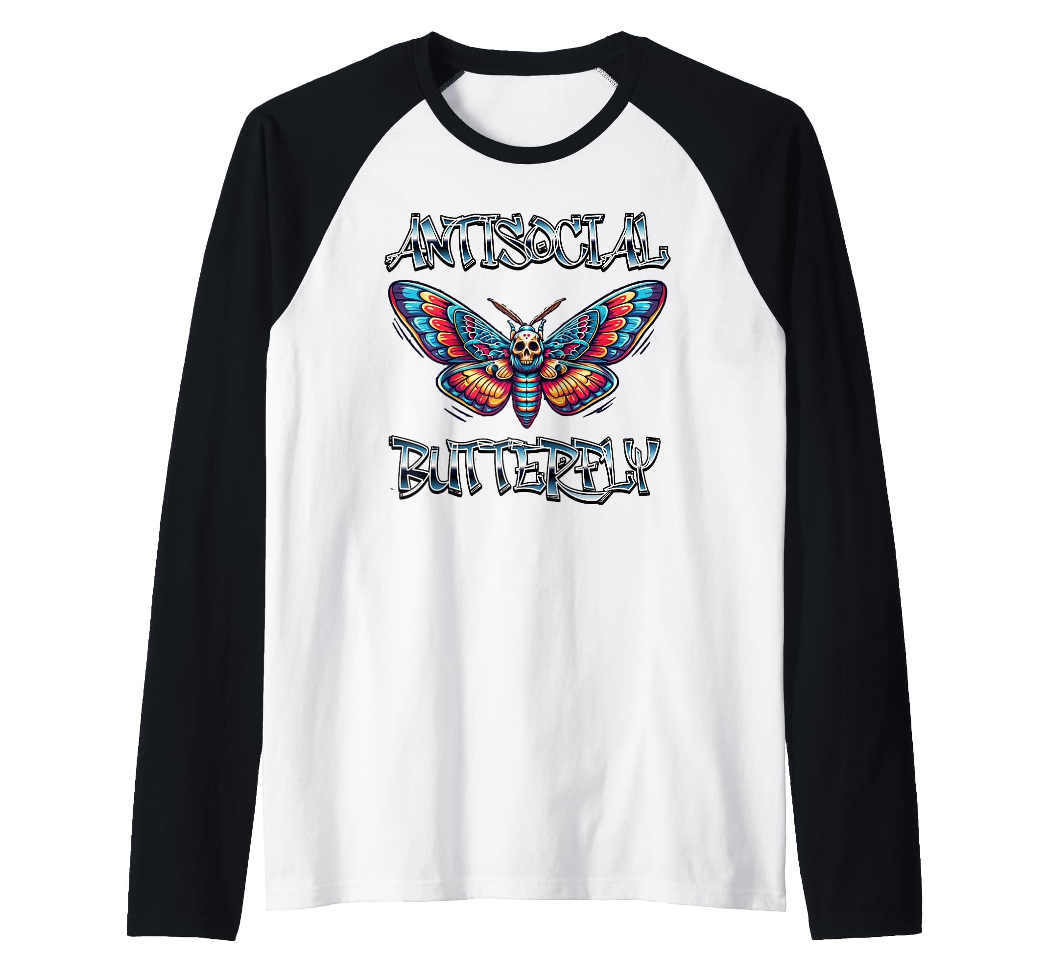 Antisocial Butterfly Raglan Sweatshirt - Fun Novelty Design for Adults - T-Shirt, Sweatshirt, Hoodie