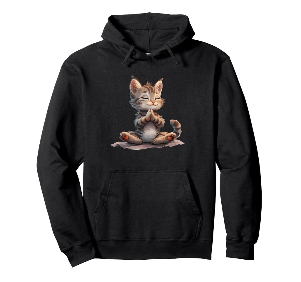 Meditating Cat Peaceful Zen Pose Hoodie - Minimalist Print for Adults - T-Shirt, Sweatshirt, Hoodie