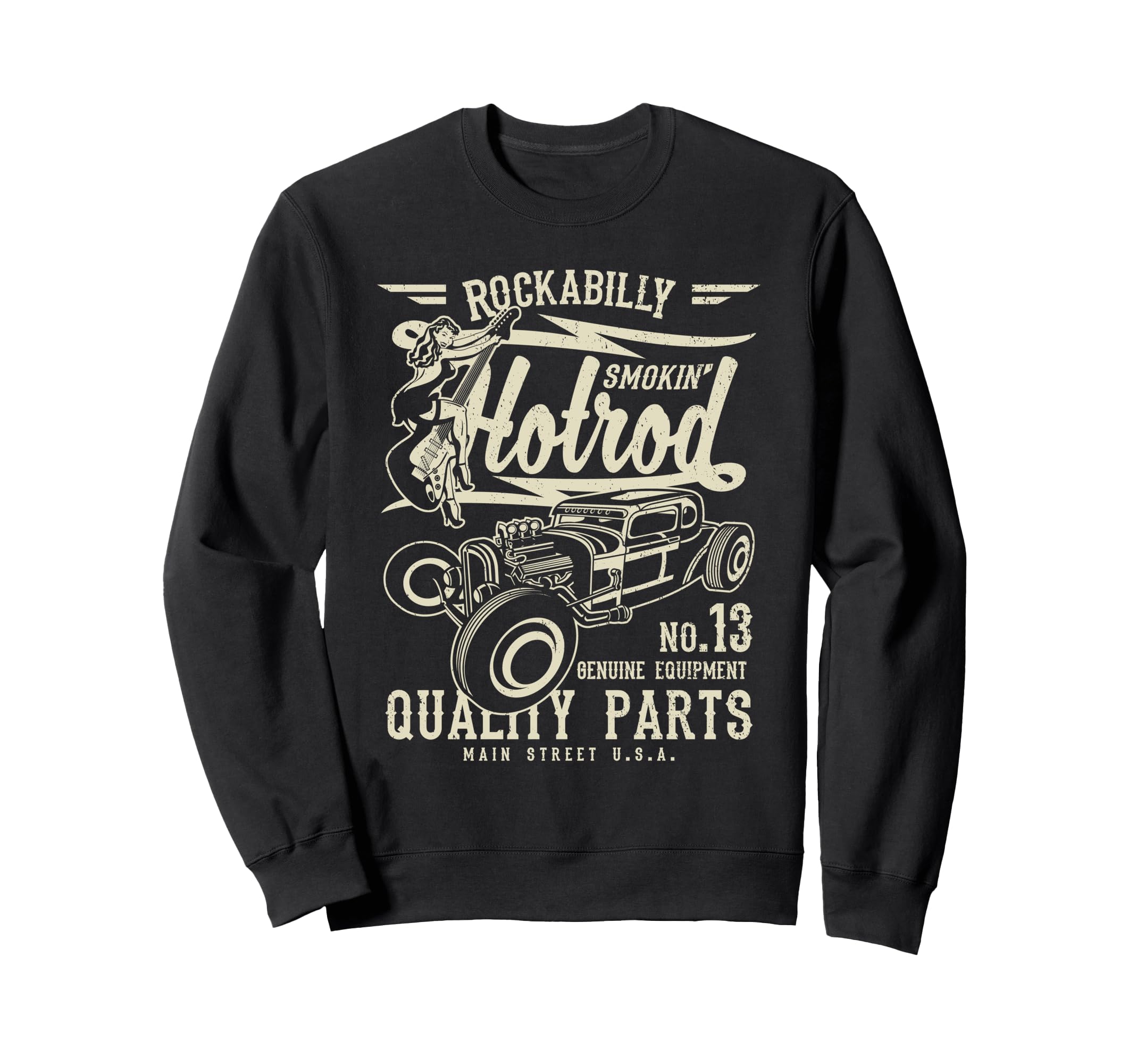 Hotrod Distressed Sweatshirt - Unique Graphic Men Women - T-Shirt, Sweatshirt, Hoodie