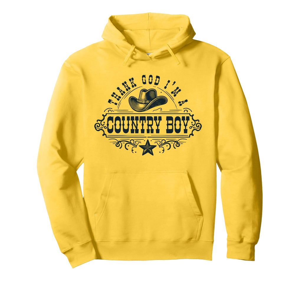 Thank God Im Country Music Cowboy Hoodie - Unique Graphic for Adults - T-Shirt, Sweatshirt, Hoodie