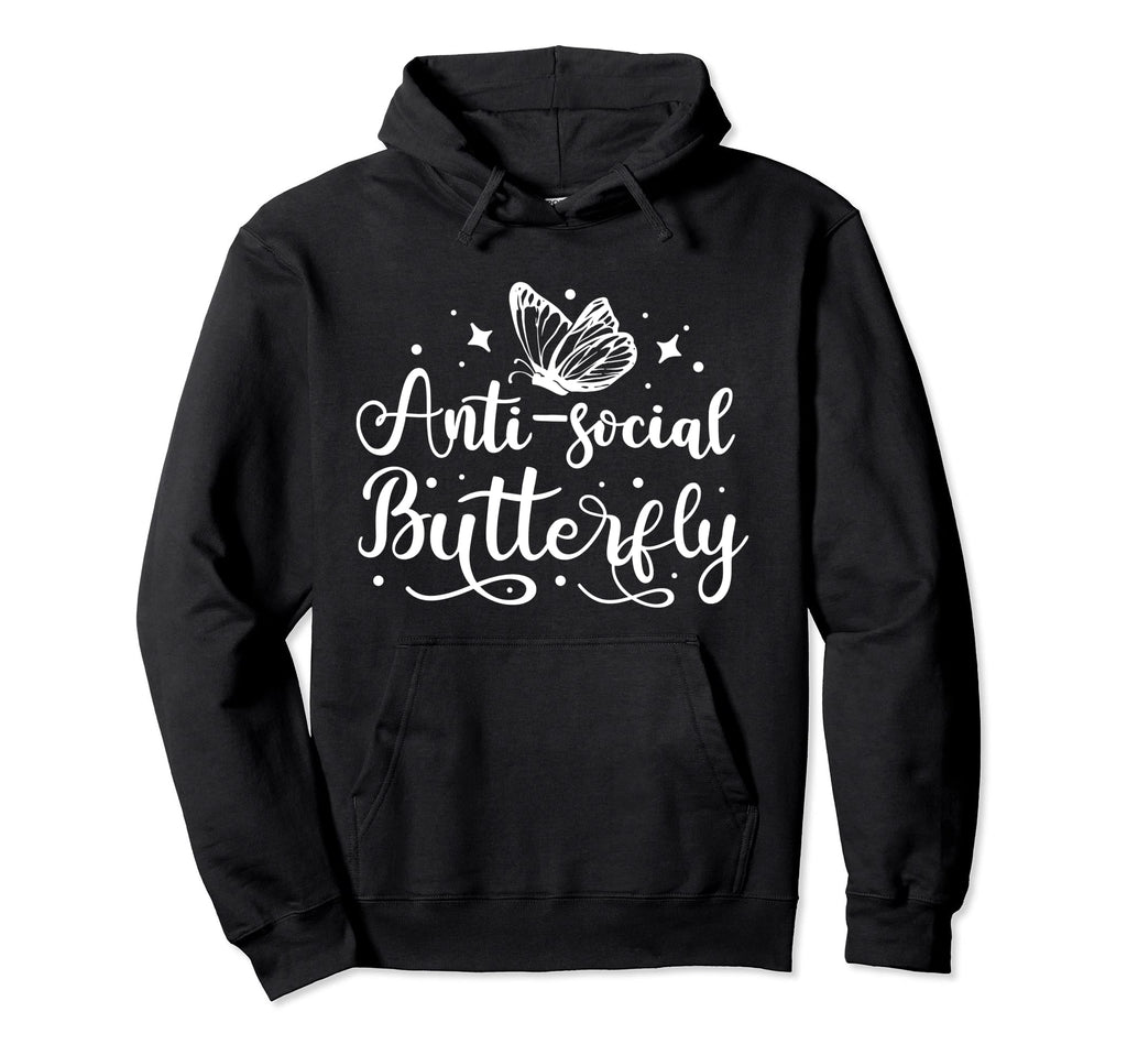 Anti Social Butterfly Magical Goth Esoteric Hoodie - Unique Graphic Unisex - T-Shirt, Sweatshirt, Hoodie