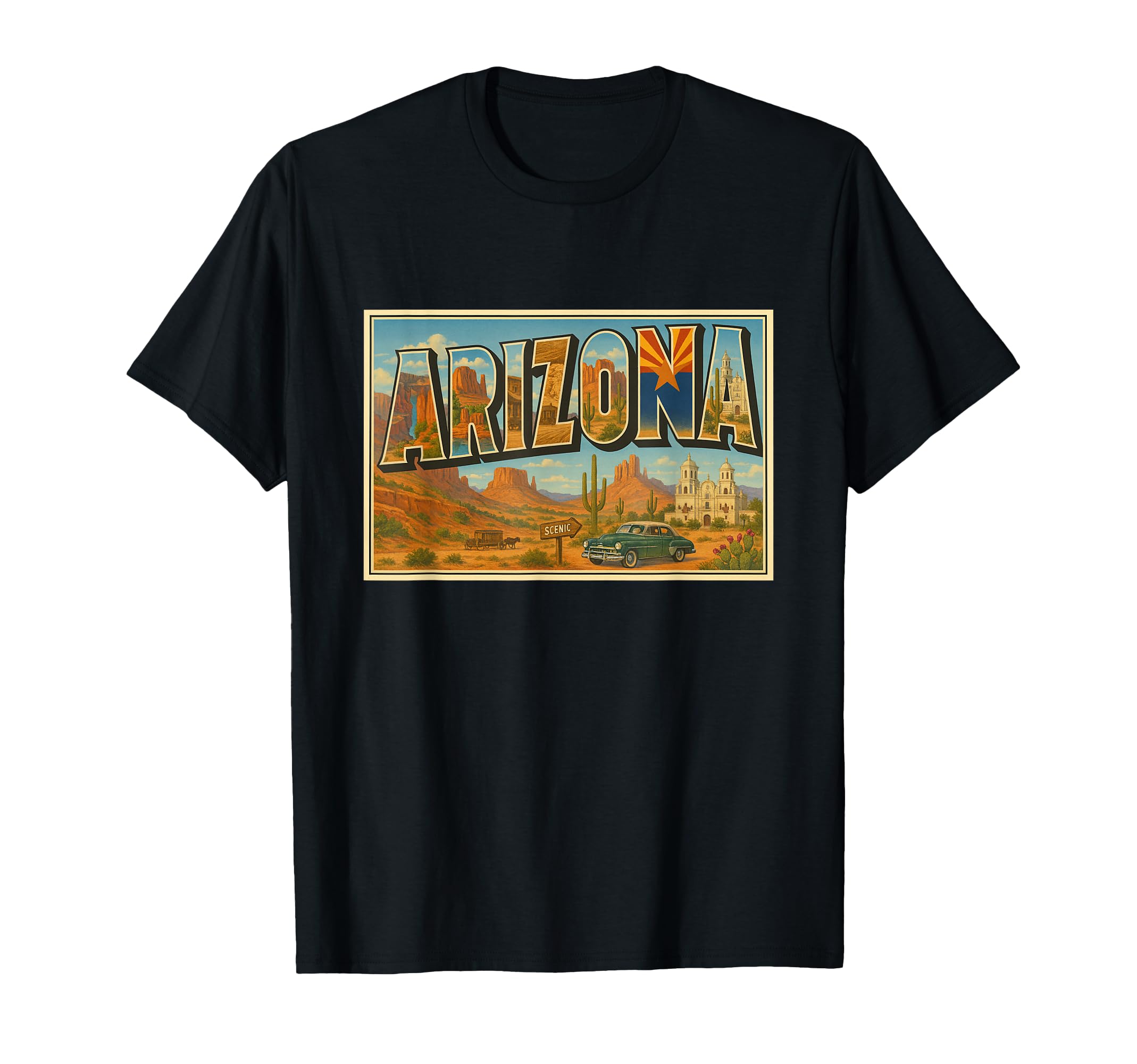 Arizona 50S Travel Souvenir Art T-Shirt - Unique Graphic for Adults - T-Shirt, Sweatshirt, Hoodie