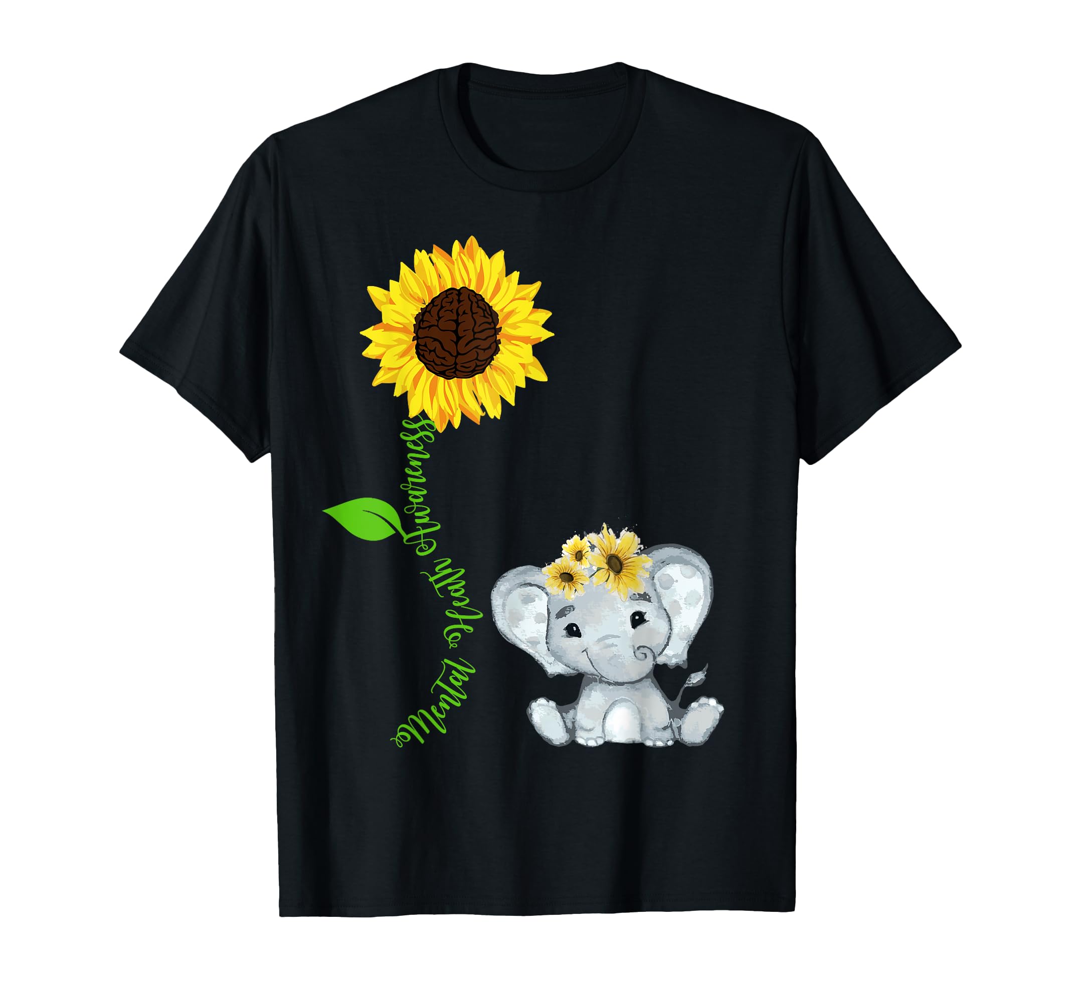Elephant Sunflower Mental Health T-Shirt - Aesthetic Graphic for Adults - T-Shirt, Sweatshirt, Hoodie