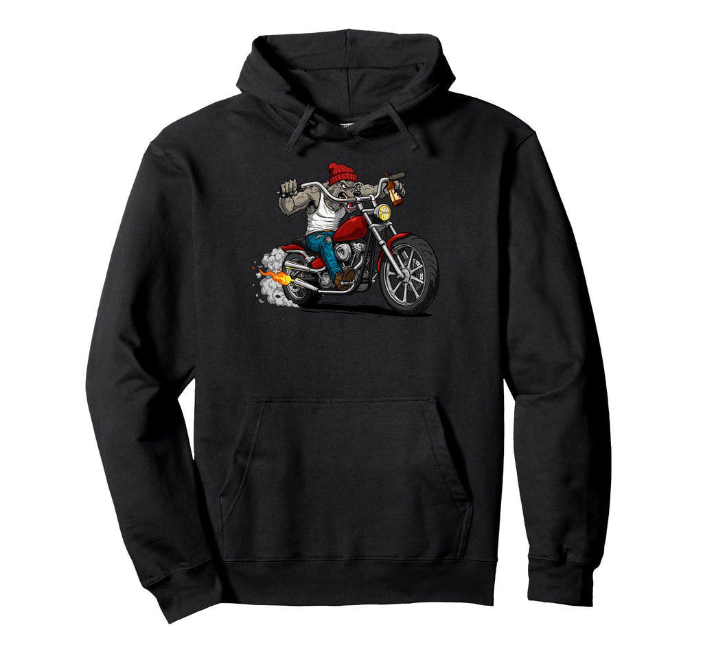 Motorcycles Wolf Biker Motorcycling Hoodie - Unique Graphic for Adults - T-Shirt, Sweatshirt, Hoodie