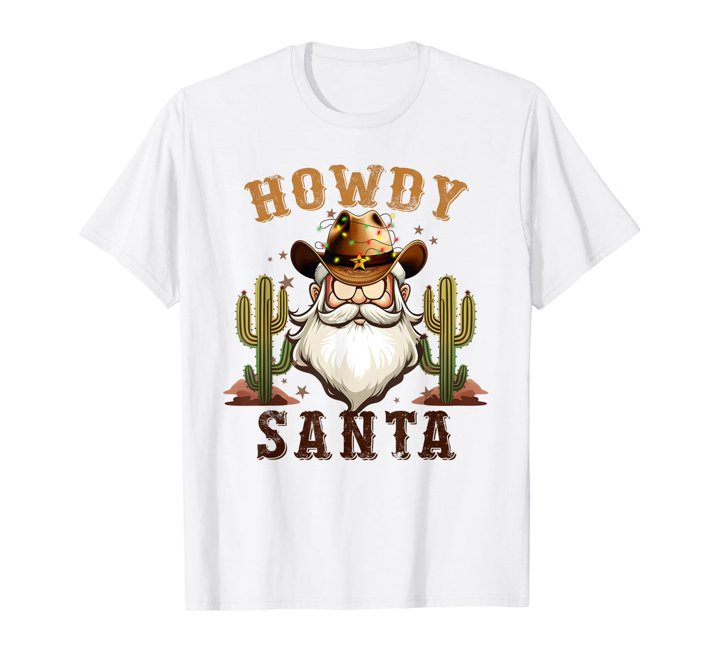 Howdy Santa Western Merry Cowboy T-Shirt - Minimalist Print Unisex - T-Shirt, Sweatshirt, Hoodie
