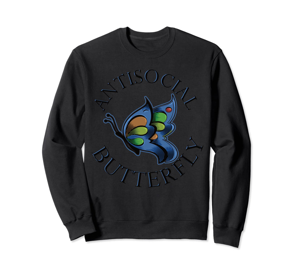 Anti Social Butterfly Sweatshirt - Minimalist Print Men Women - T-Shirt, Sweatshirt, Hoodie