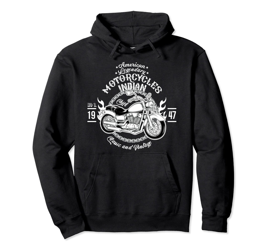 Old Biker American Motorcycle Indian Hoodie - Novelty Apparel Unisex - T-Shirt, Sweatshirt, Hoodie