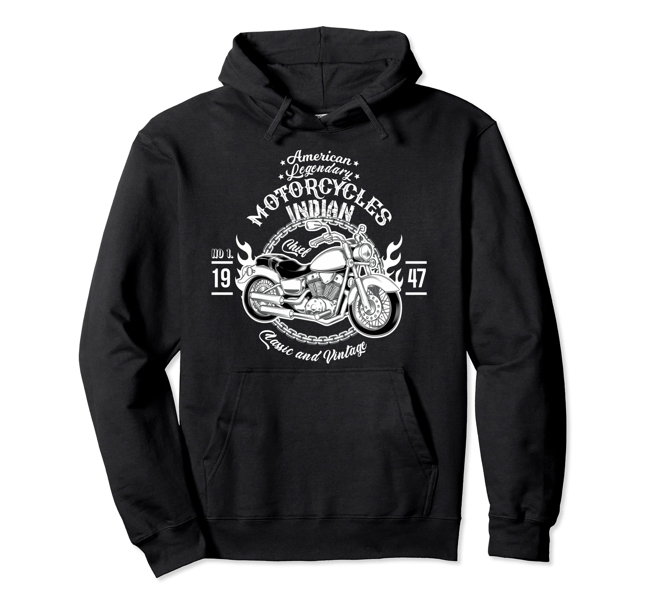 Old Biker American Motorcycle Indian Hoodie - Novelty Apparel Unisex - T-Shirt, Sweatshirt, Hoodie