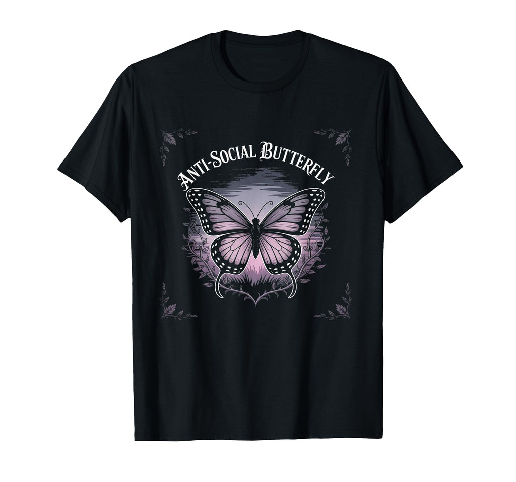 Antisocial Butterfly Gothic Aesthetic T-Shirt - Unique Graphic Unisex - T-Shirt, Sweatshirt, Hoodie
