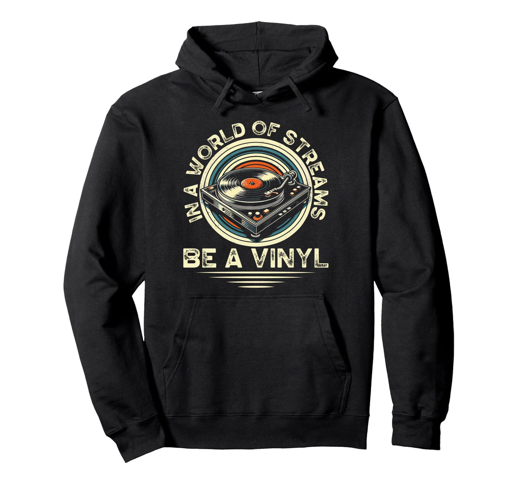 Vinyl Collecting Record Player Hoodie - Minimalist Print for Adults - T-Shirt, Sweatshirt, Hoodie