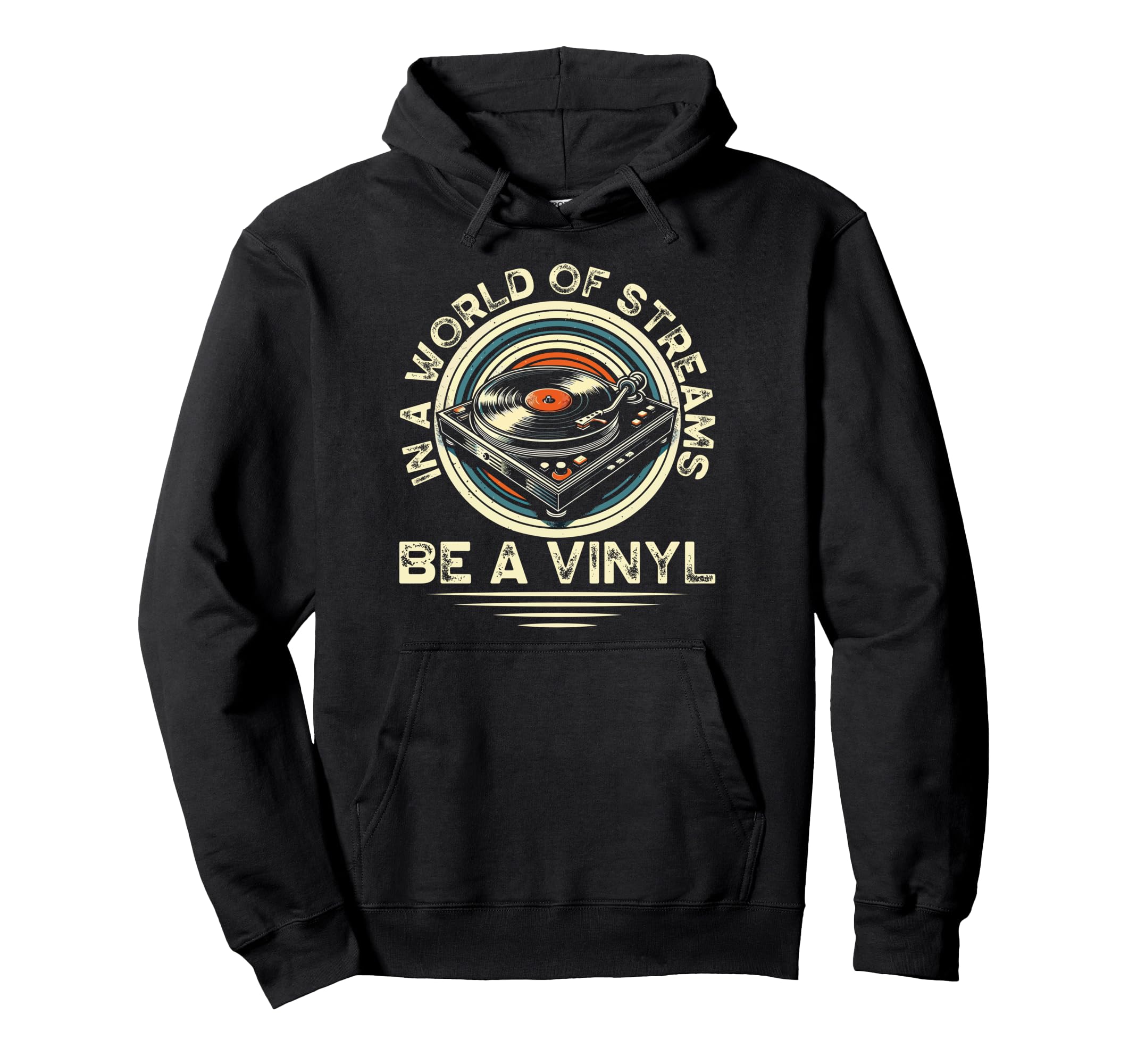Vinyl Collecting Record Player Hoodie - Minimalist Print for Adults - T-Shirt, Sweatshirt, Hoodie