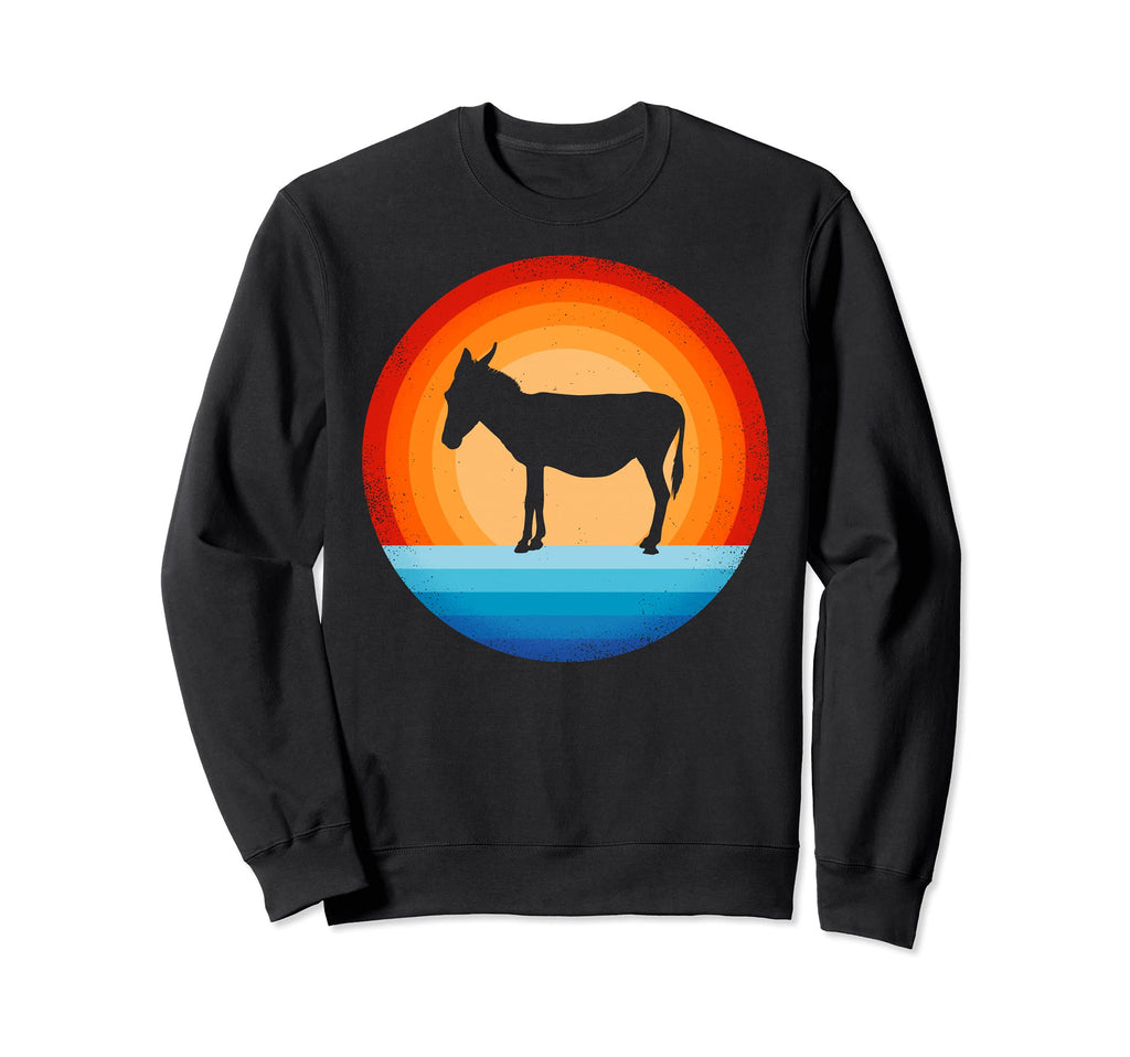 Donkey 60S 70S Sunset Farm Animal Farmer Sweatshirt - Unique Graphic Unisex - T-Shirt, Sweatshirt, Hoodie