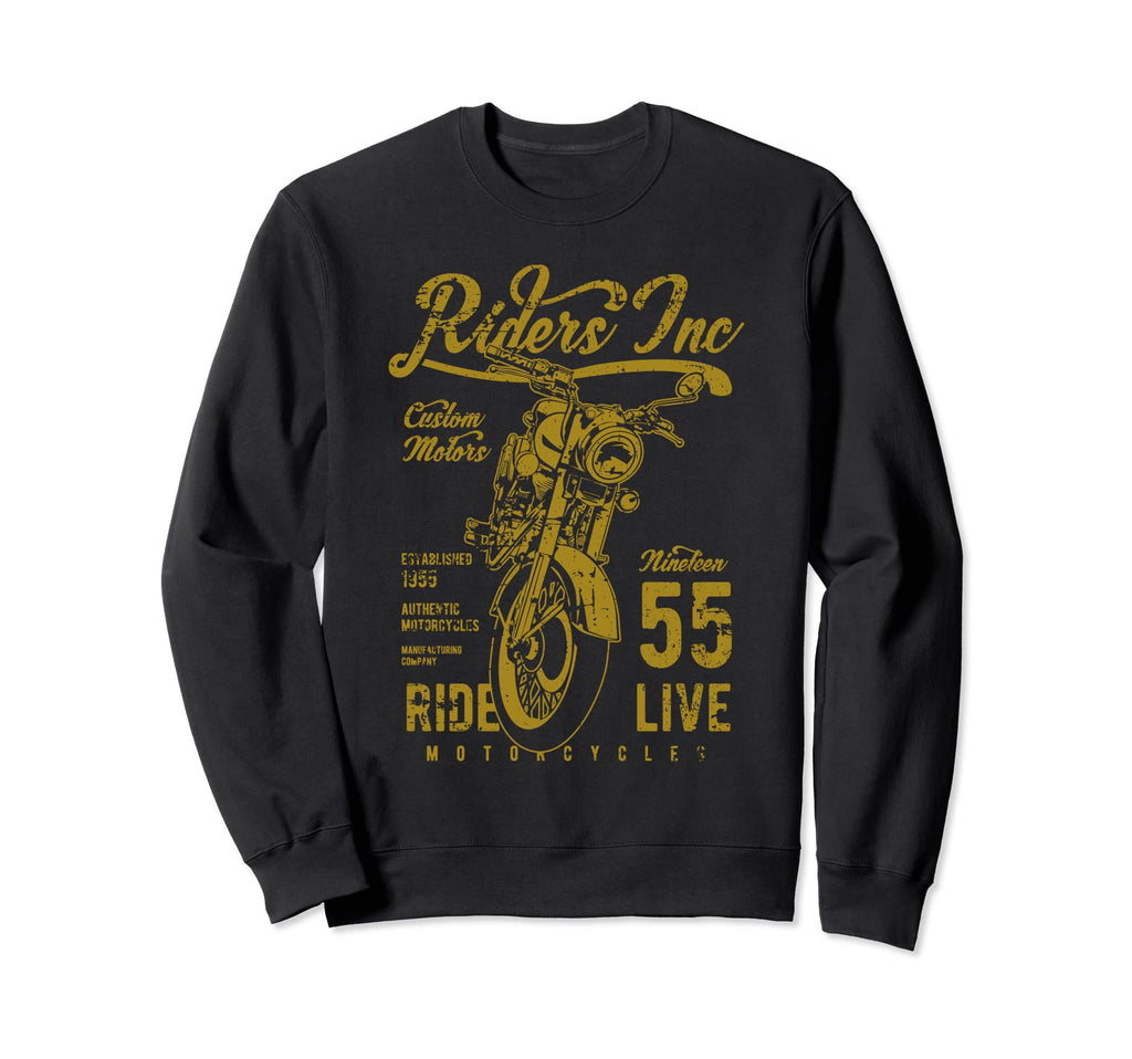 Riders Inc 1955 Motorcycle Distressed Sweatshirt - Unique Graphic Unisex - T-Shirt, Sweatshirt, Hoodie