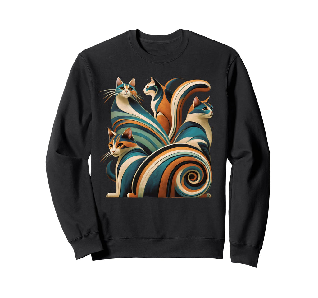 Mid Century Long Neck Cats 50S 60S Sweatshirt - Streetwear Style Men Women - T-Shirt, Sweatshirt, Hoodie