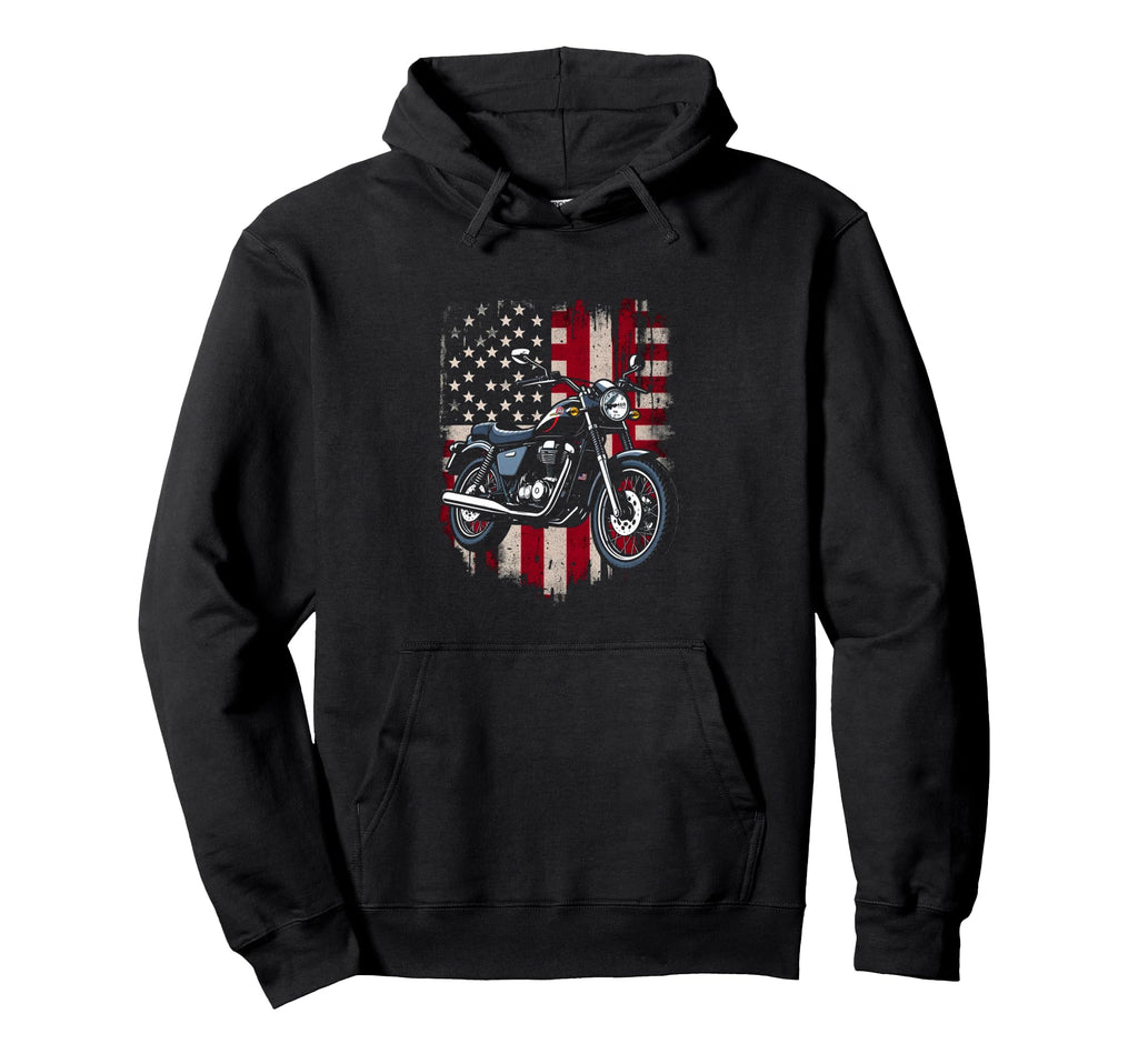 Motorcycle Patriotic Hoodie - Trendy Graphic for Adults - T-Shirt, Sweatshirt, Hoodie