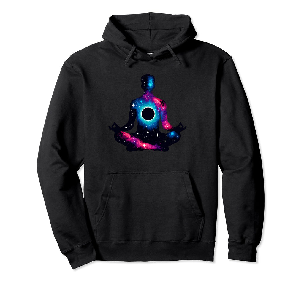 Meditation Silhouette Space Galaxy Hoodie - Streetwear Style Men Women - T-Shirt, Sweatshirt, Hoodie