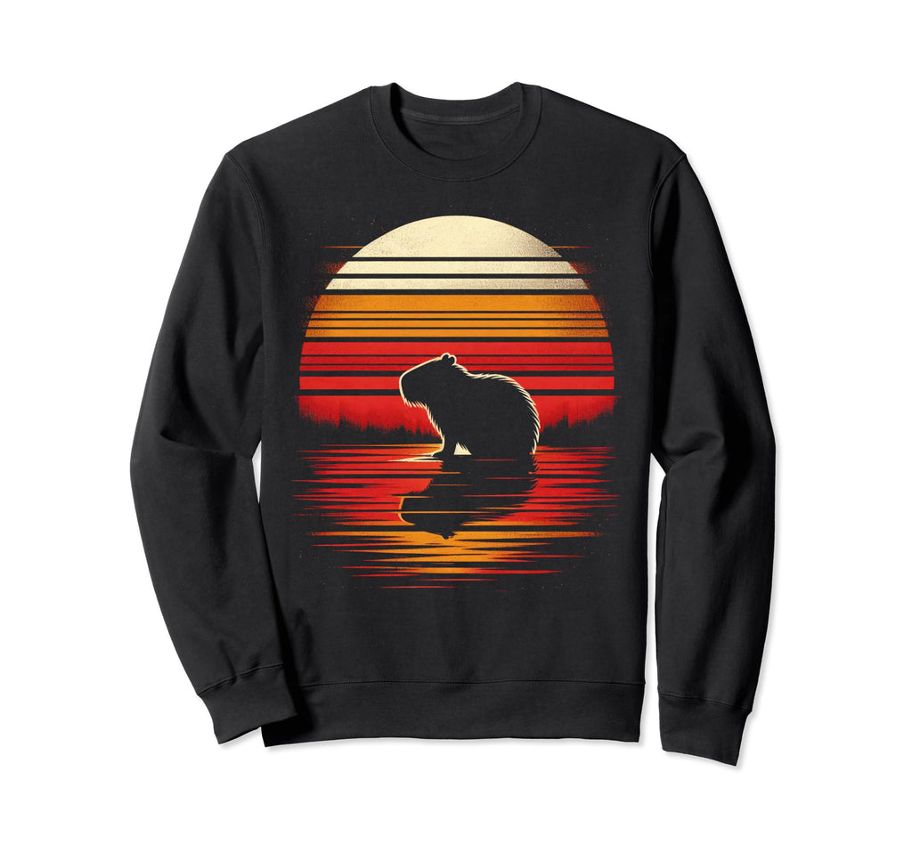Capybara Sunset Safari 70S Sweatshirt - Casual Everyday Wear Unisex - T-Shirt, Sweatshirt, Hoodie