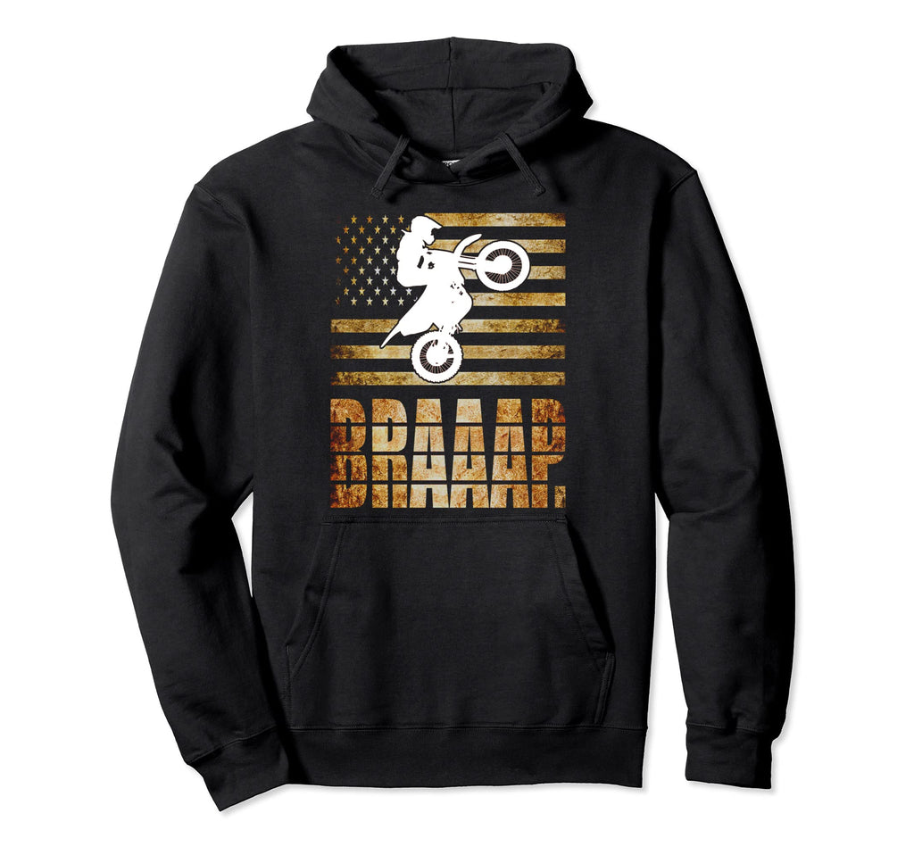Braaap Usa Flag Motocross Dirt Bike Hoodie - Aesthetic Graphic Men Women - T-Shirt, Sweatshirt, Hoodie