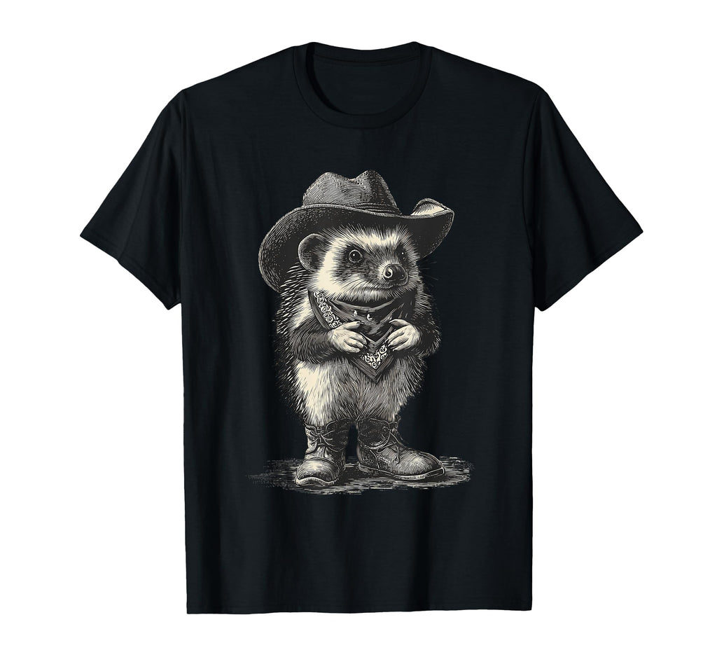 Country Cowboy Hedgehog Rodeo T-Shirt - Minimalist Print for Adults - T-Shirt, Sweatshirt, Hoodie