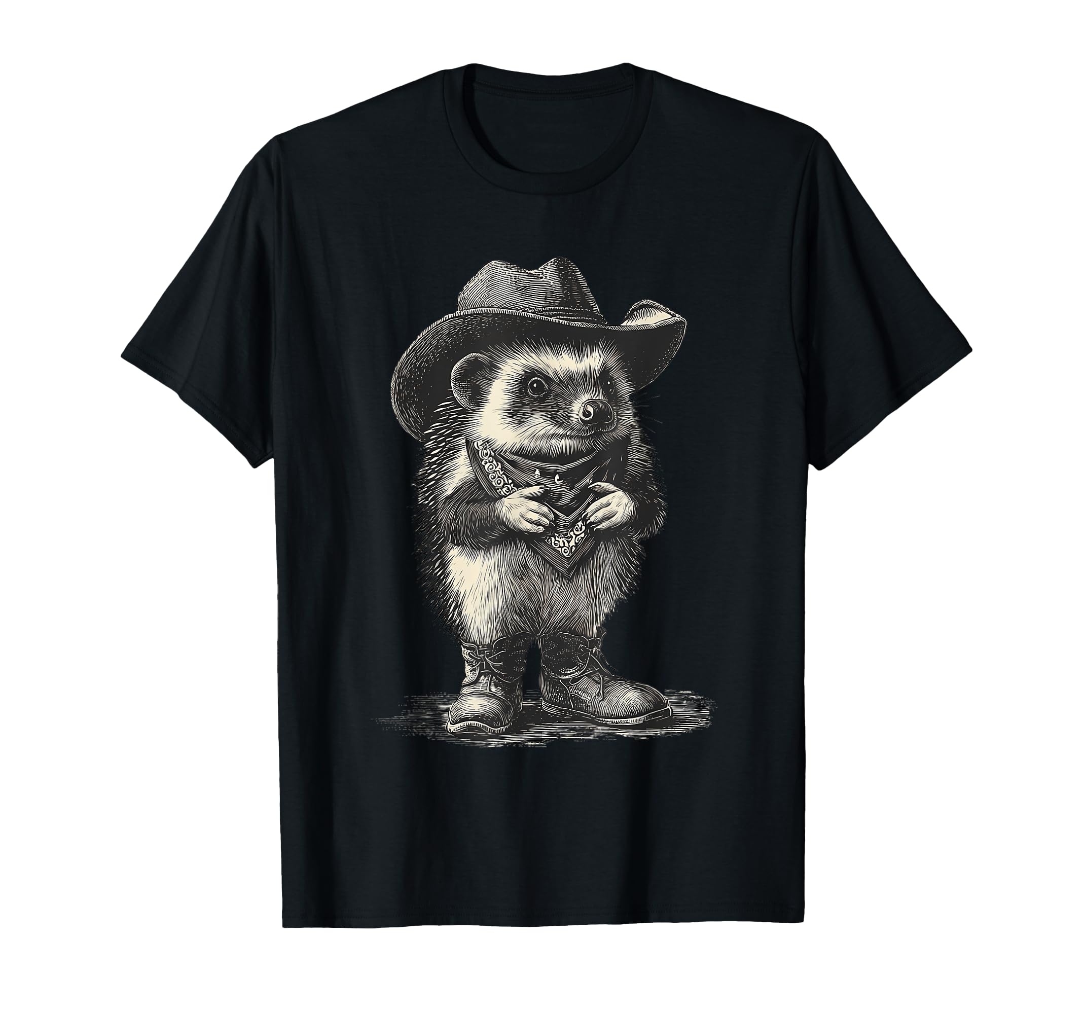 Country Cowboy Hedgehog Rodeo T-Shirt - Minimalist Print for Adults - T-Shirt, Sweatshirt, Hoodie