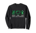 Peace Love Hope Green Ribbon Funny Sweatshirt - Trendy Graphic Unisex - T-Shirt, Sweatshirt, Hoodie